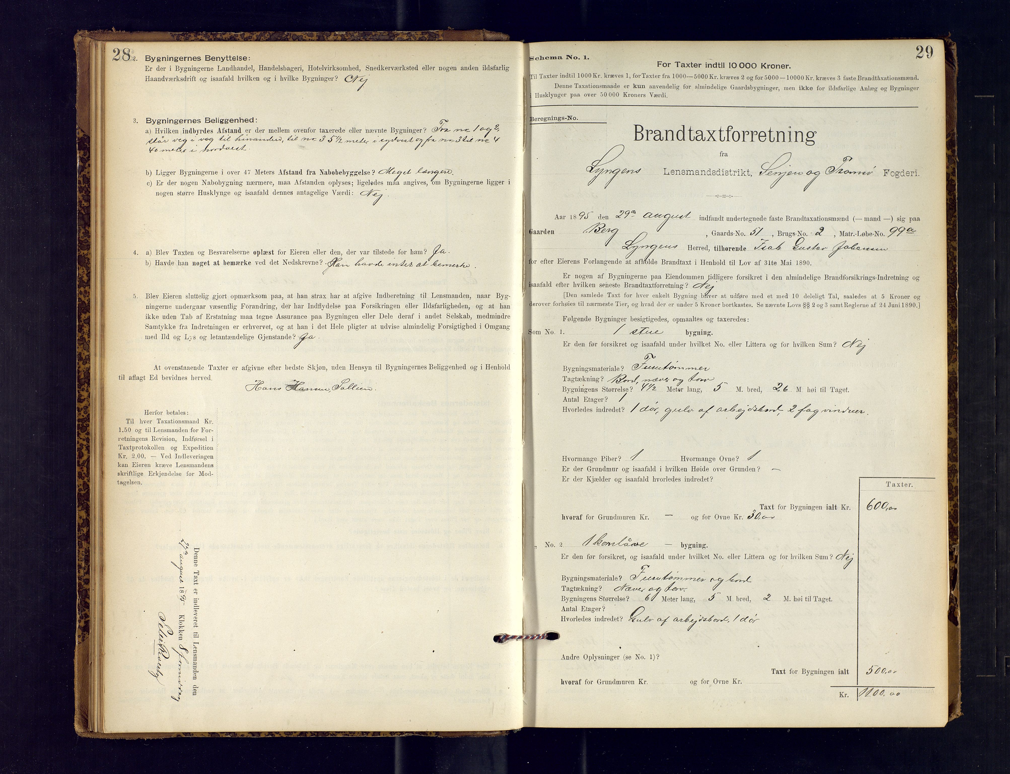 Lyngen lensmannskontor, AV/SATØ-SATO-99/F/Fm/Fmb/L0115: Branntakstprotokoller, 1894-1905, p. 28-29
