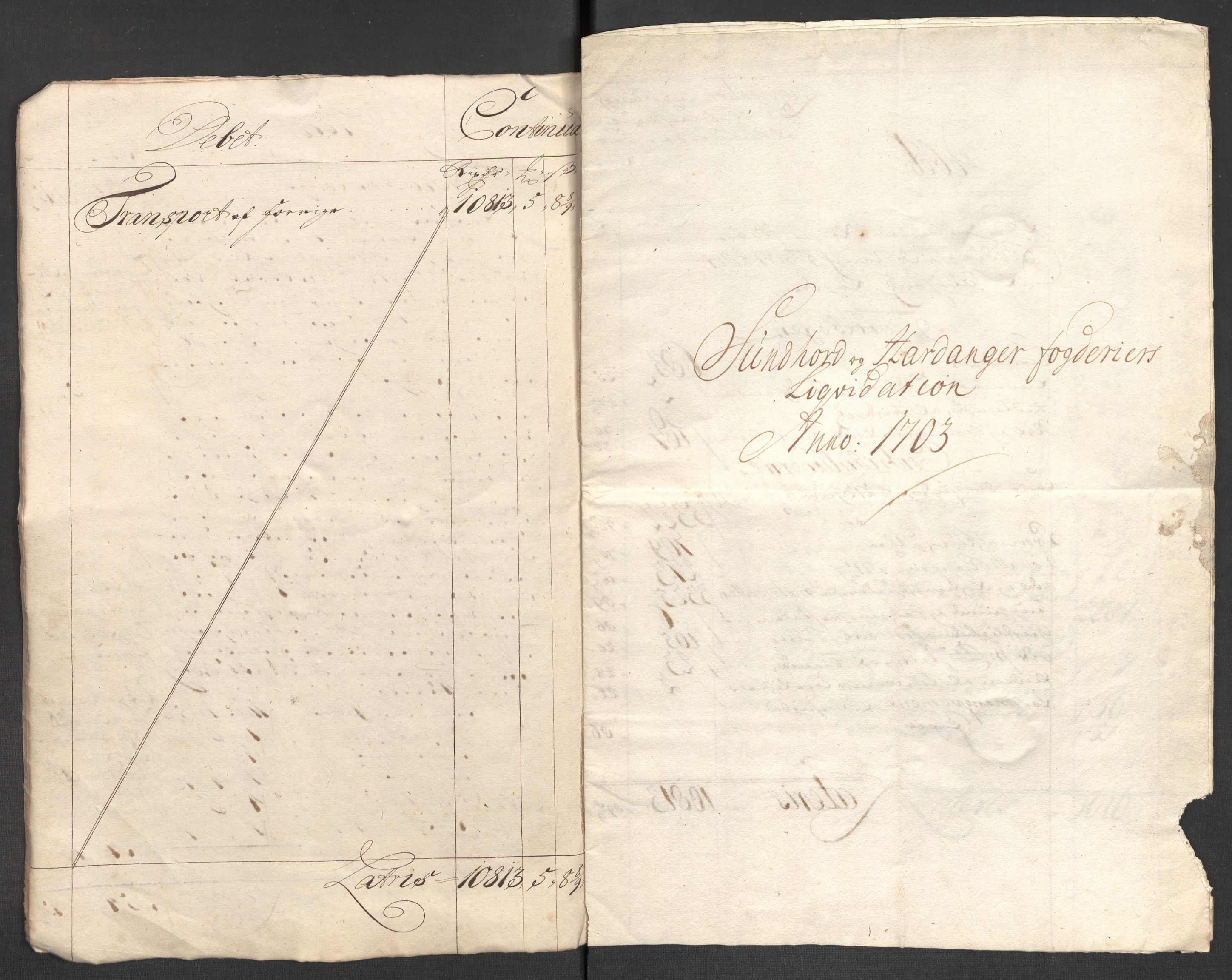 Rentekammeret inntil 1814, Reviderte regnskaper, Fogderegnskap, AV/RA-EA-4092/R48/L2981: Fogderegnskap Sunnhordland og Hardanger, 1703, p. 11