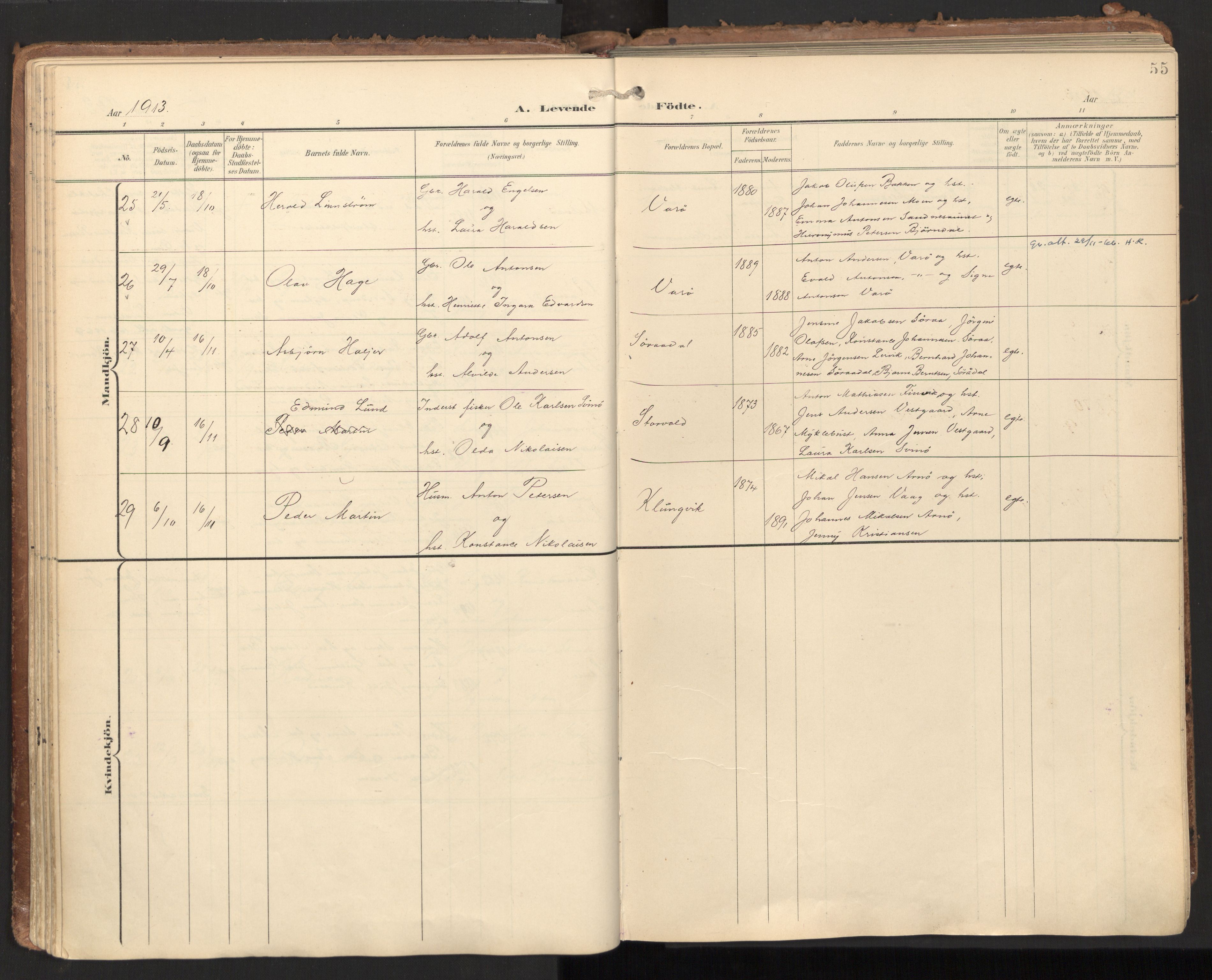 Ministerialprotokoller, klokkerbøker og fødselsregistre - Nord-Trøndelag, AV/SAT-A-1458/784/L0677: Parish register (official) no. 784A12, 1900-1920, p. 55