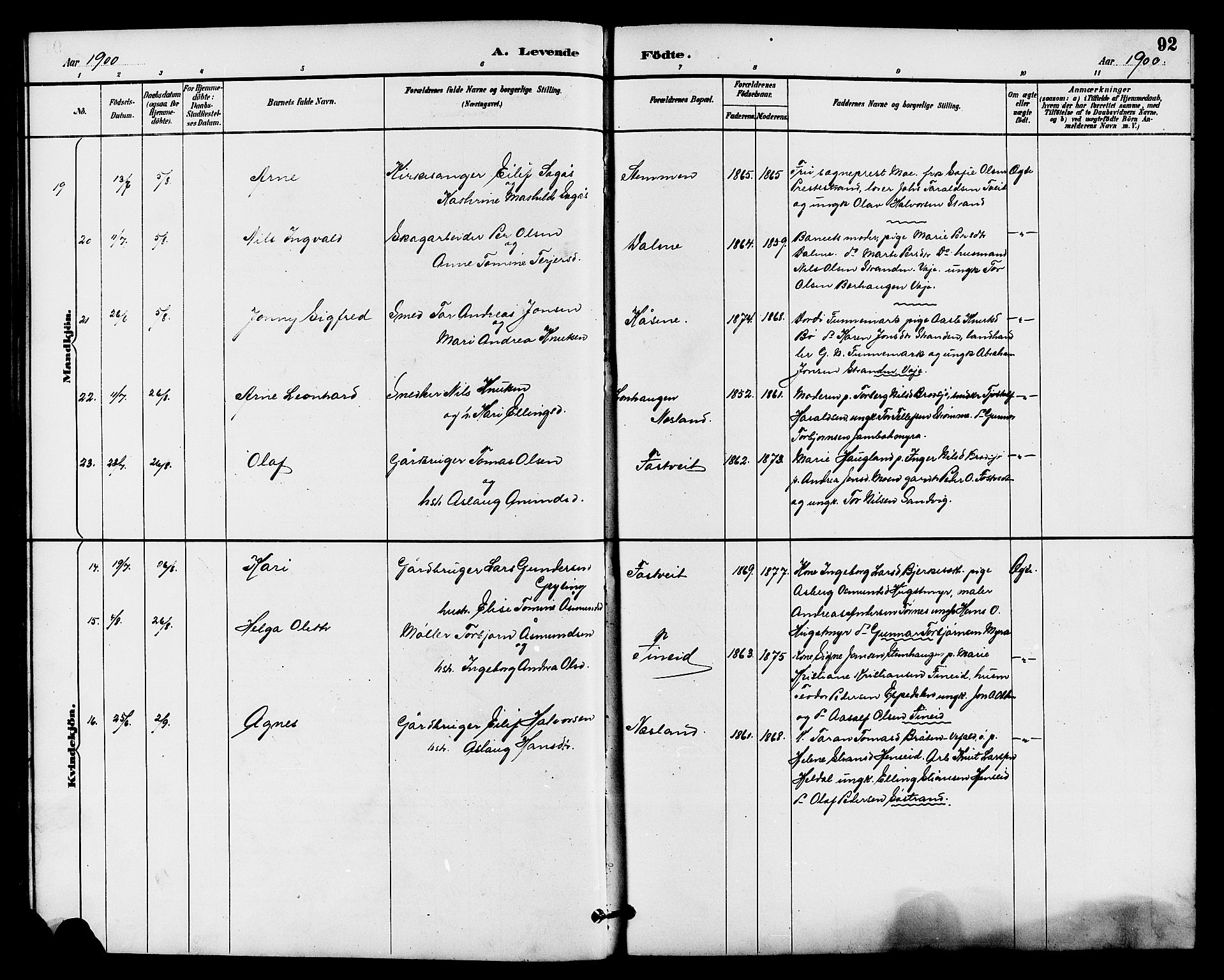 Drangedal kirkebøker, AV/SAKO-A-258/G/Ga/L0003: Parish register (copy) no. I 3, 1887-1906, p. 92