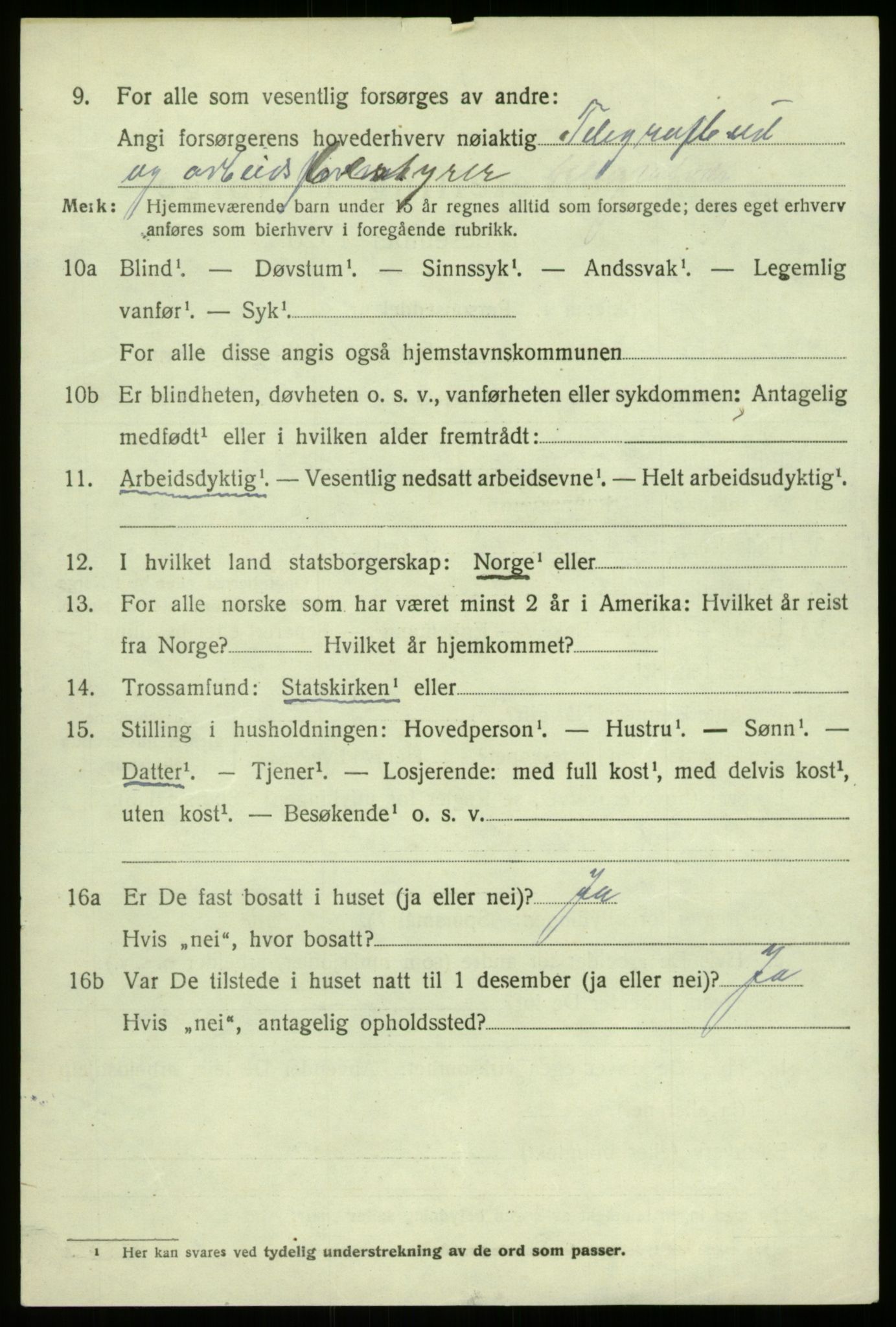 SAB, 1920 census for Lærdal, 1920, p. 3175