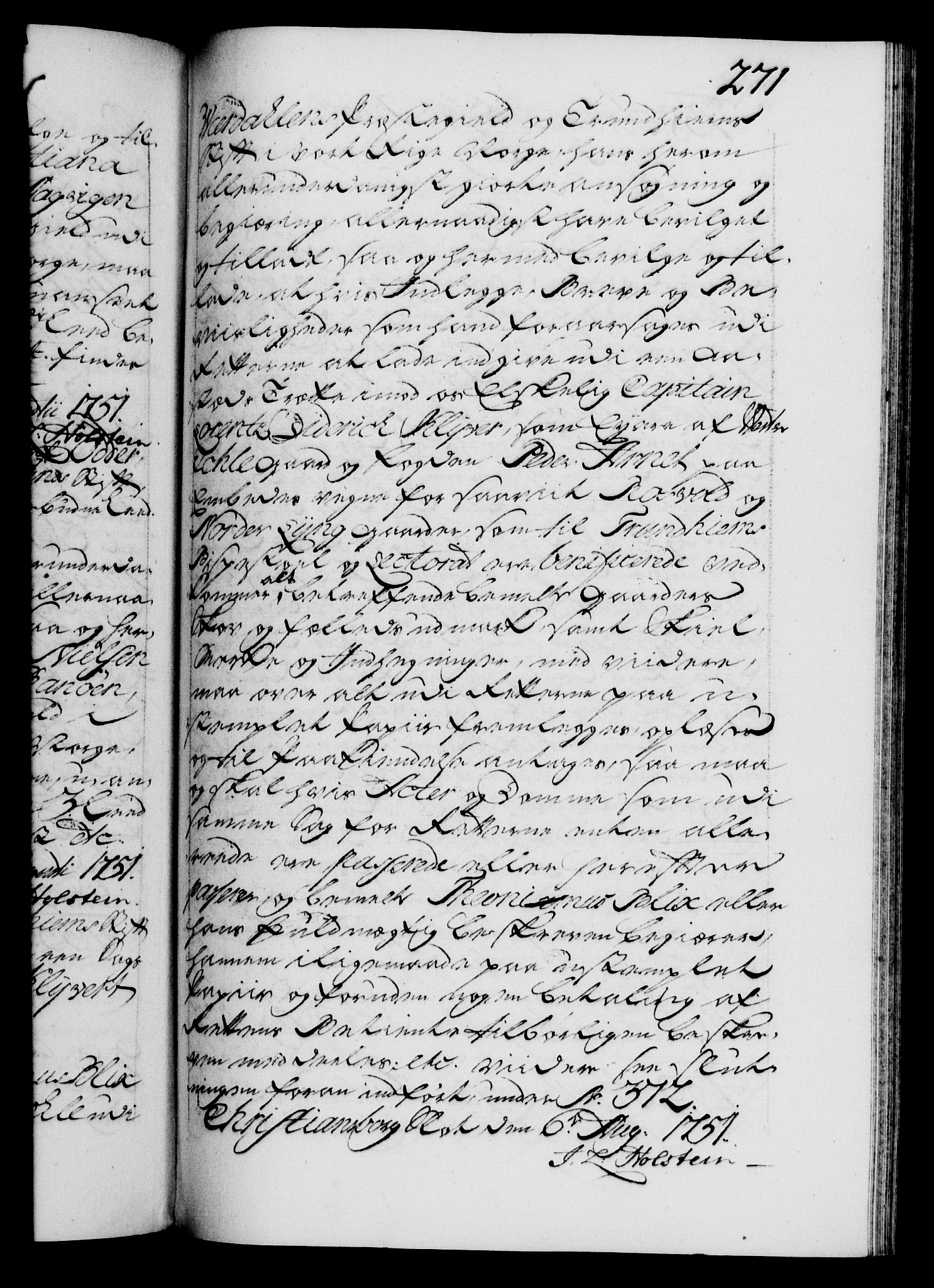 Danske Kanselli 1572-1799, RA/EA-3023/F/Fc/Fca/Fcaa/L0037: Norske registre, 1751-1752, p. 271a