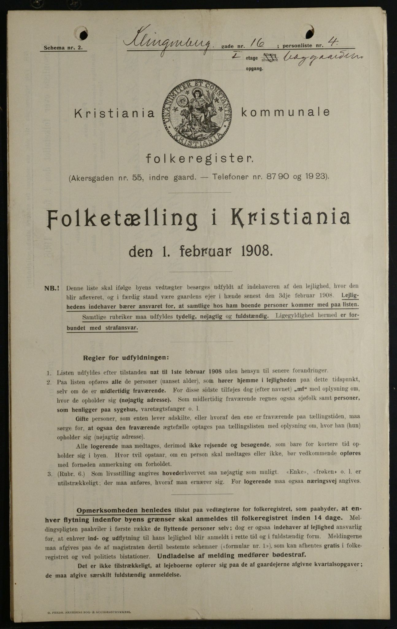 OBA, Municipal Census 1908 for Kristiania, 1908, p. 46424