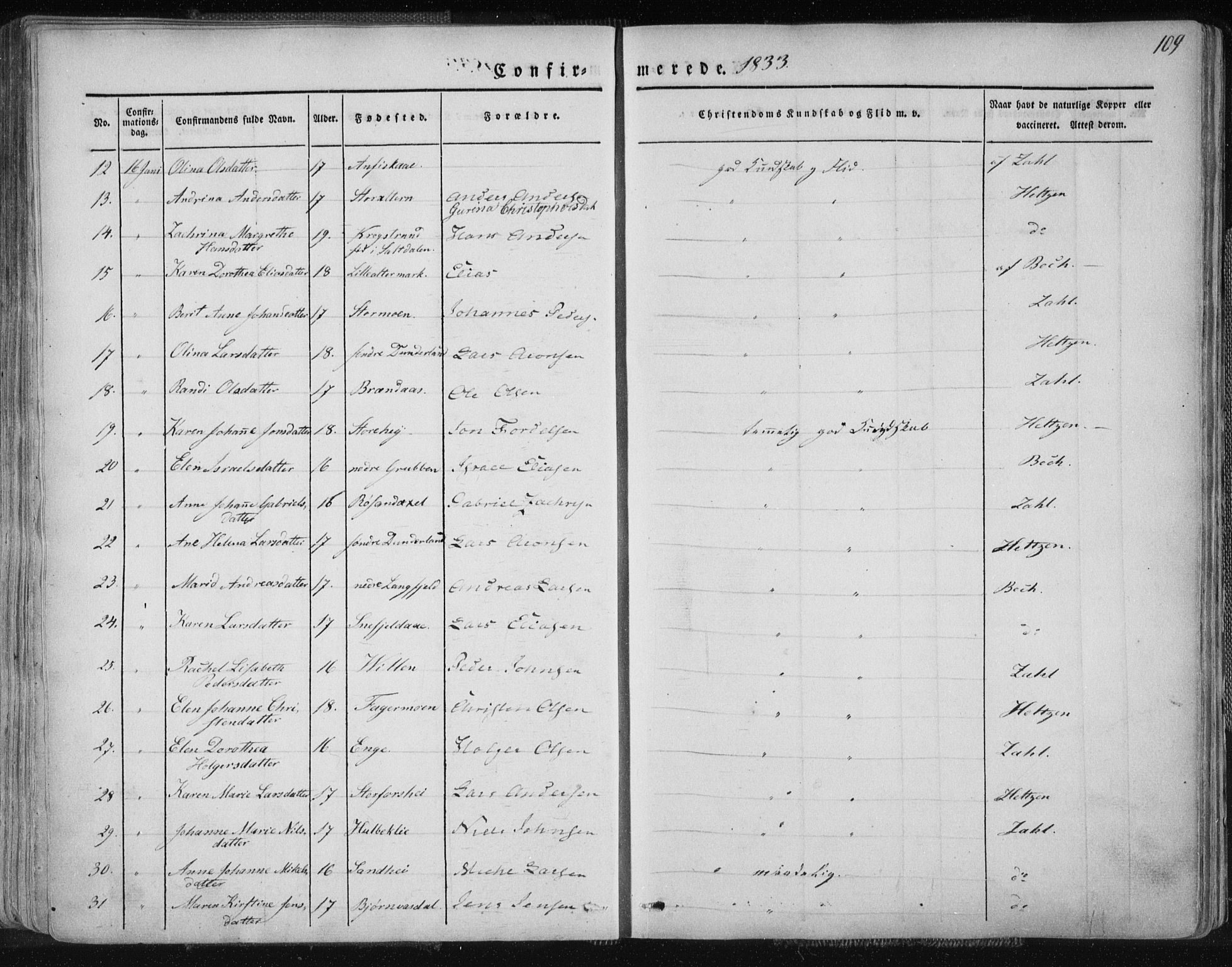 Ministerialprotokoller, klokkerbøker og fødselsregistre - Nordland, AV/SAT-A-1459/827/L0390: Parish register (official) no. 827A02, 1826-1841, p. 109