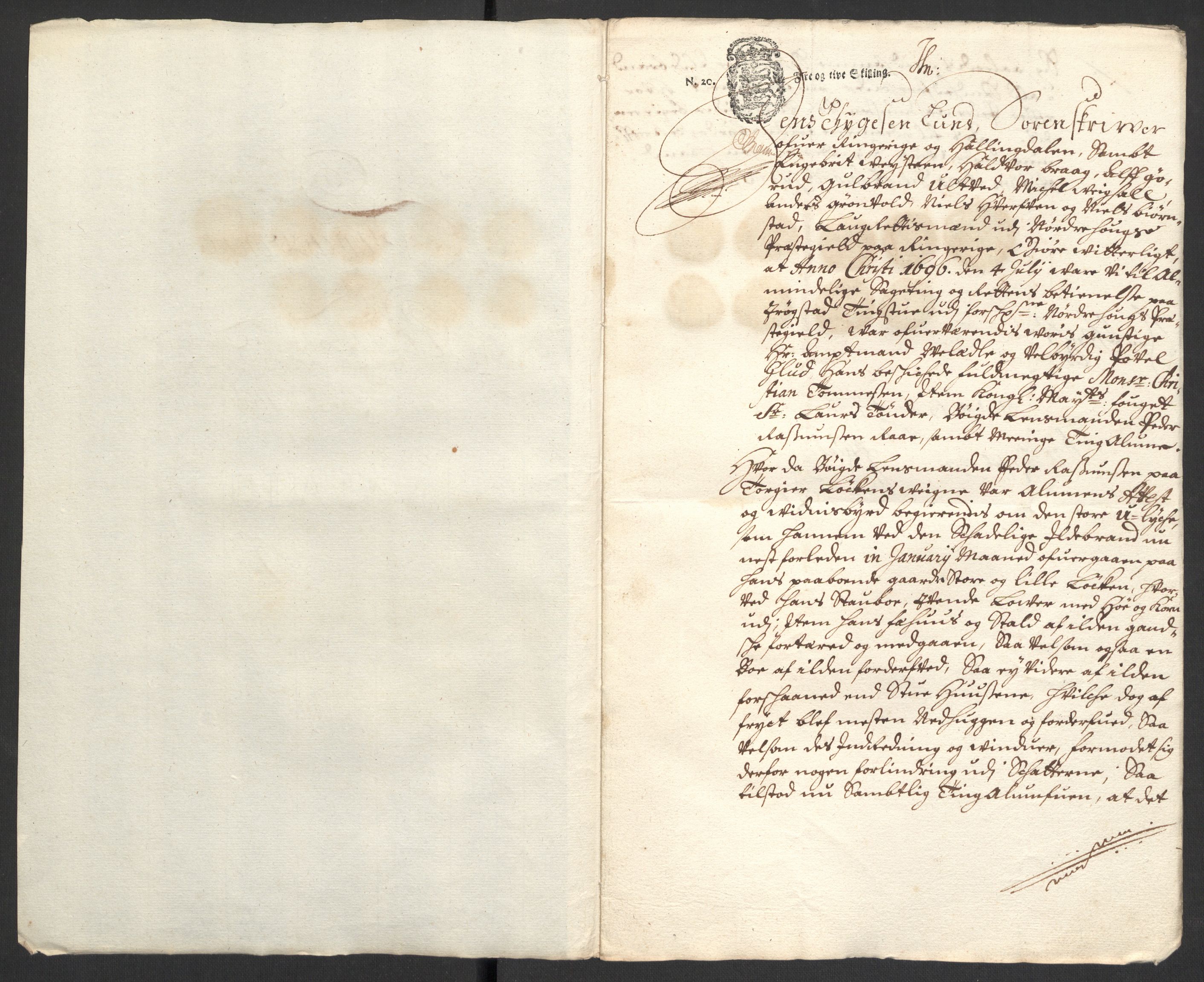 Rentekammeret inntil 1814, Reviderte regnskaper, Fogderegnskap, RA/EA-4092/R22/L1453: Fogderegnskap Ringerike, Hallingdal og Buskerud, 1696, p. 317