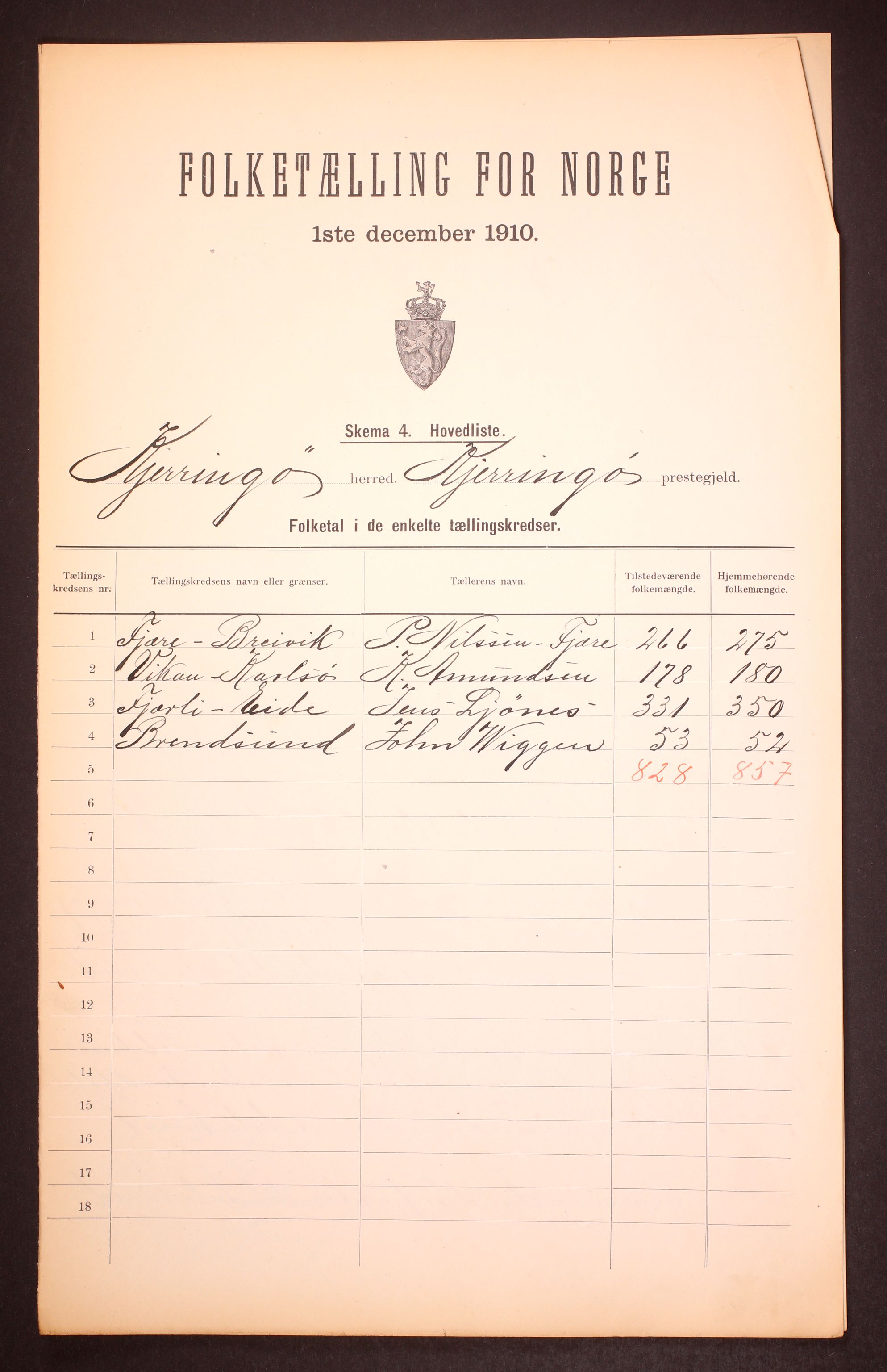 RA, 1910 census for Kjerringøy, 1910, p. 2