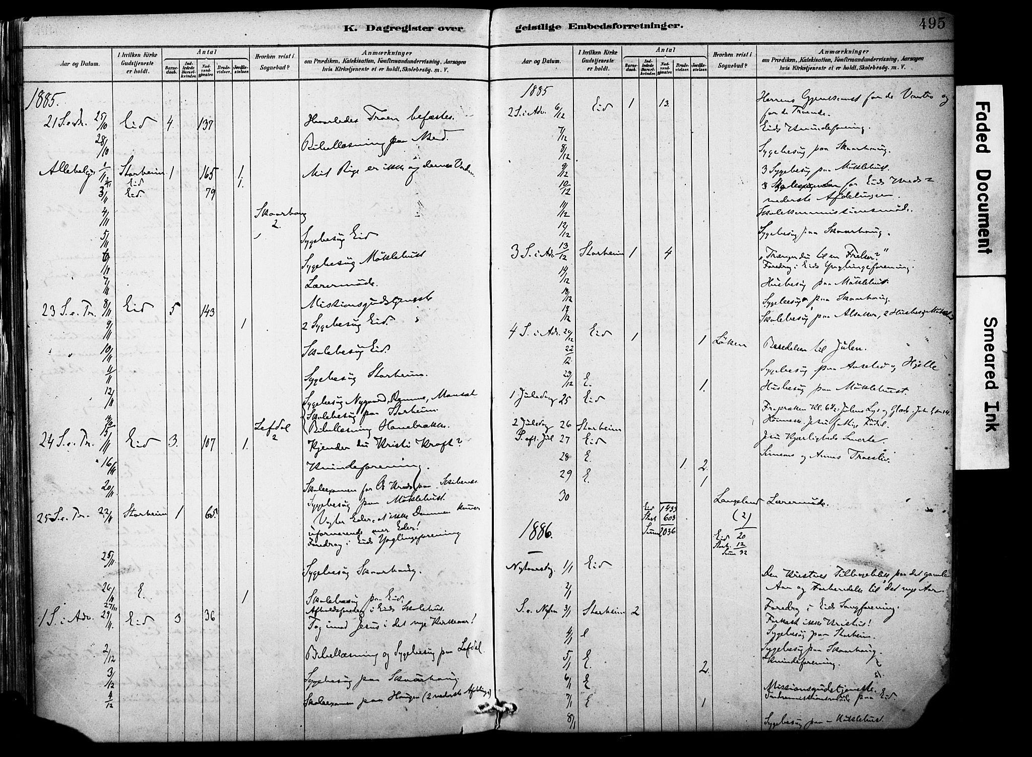 Eid sokneprestembete, SAB/A-82301/H/Haa/Haab/L0001: Parish register (official) no. B 1, 1879-1906, p. 495