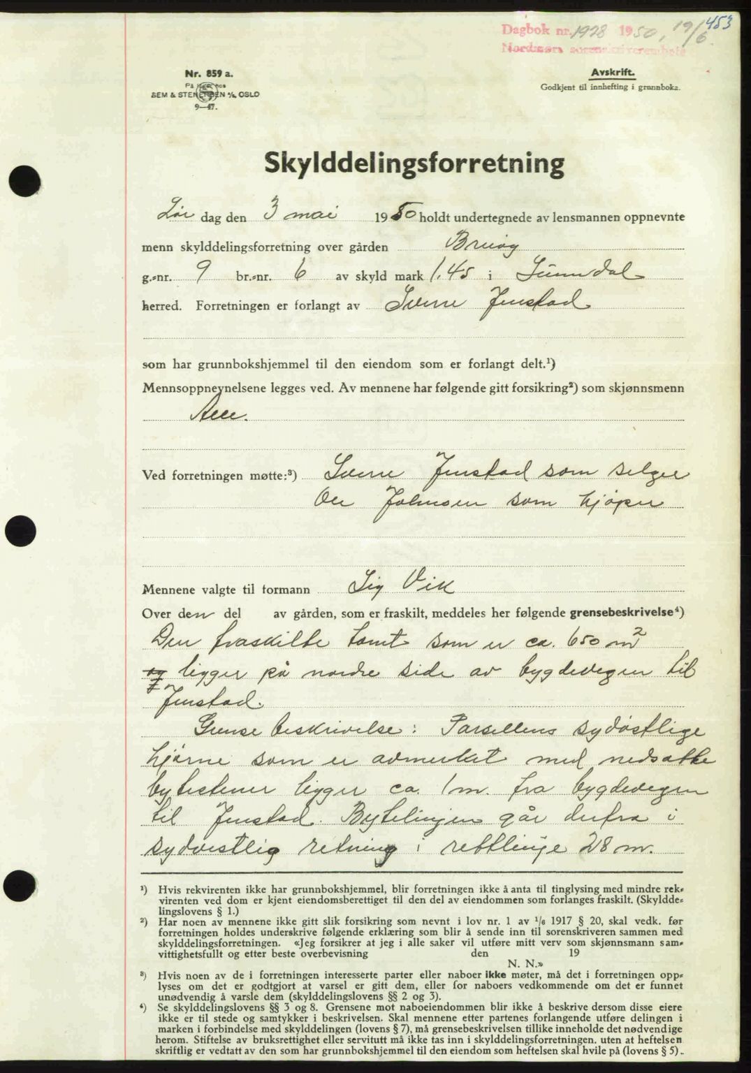 Nordmøre sorenskriveri, AV/SAT-A-4132/1/2/2Ca: Mortgage book no. A115, 1950-1950, Diary no: : 1928/1950