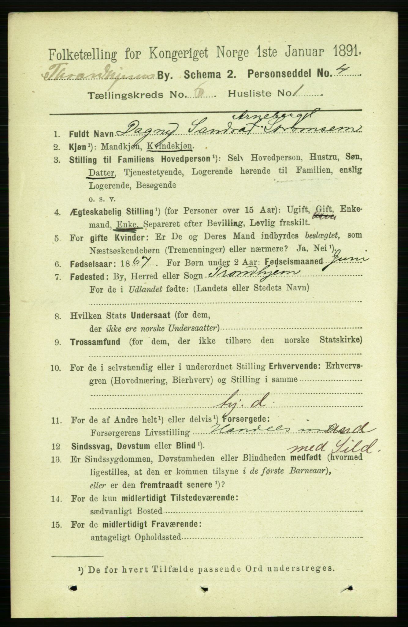 RA, 1891 census for 1601 Trondheim, 1891, p. 5331