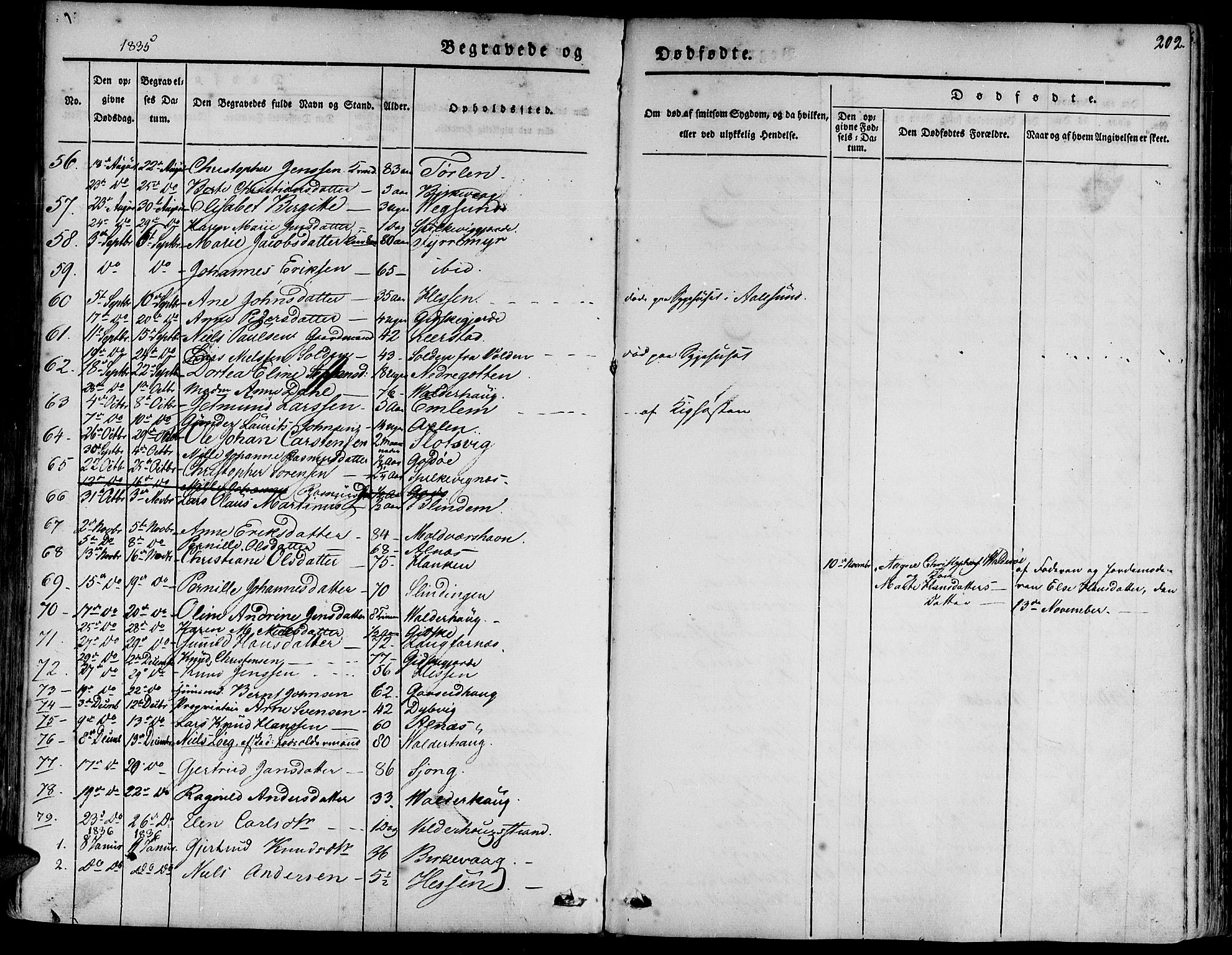 Ministerialprotokoller, klokkerbøker og fødselsregistre - Møre og Romsdal, AV/SAT-A-1454/528/L0395: Parish register (official) no. 528A06, 1828-1839, p. 202