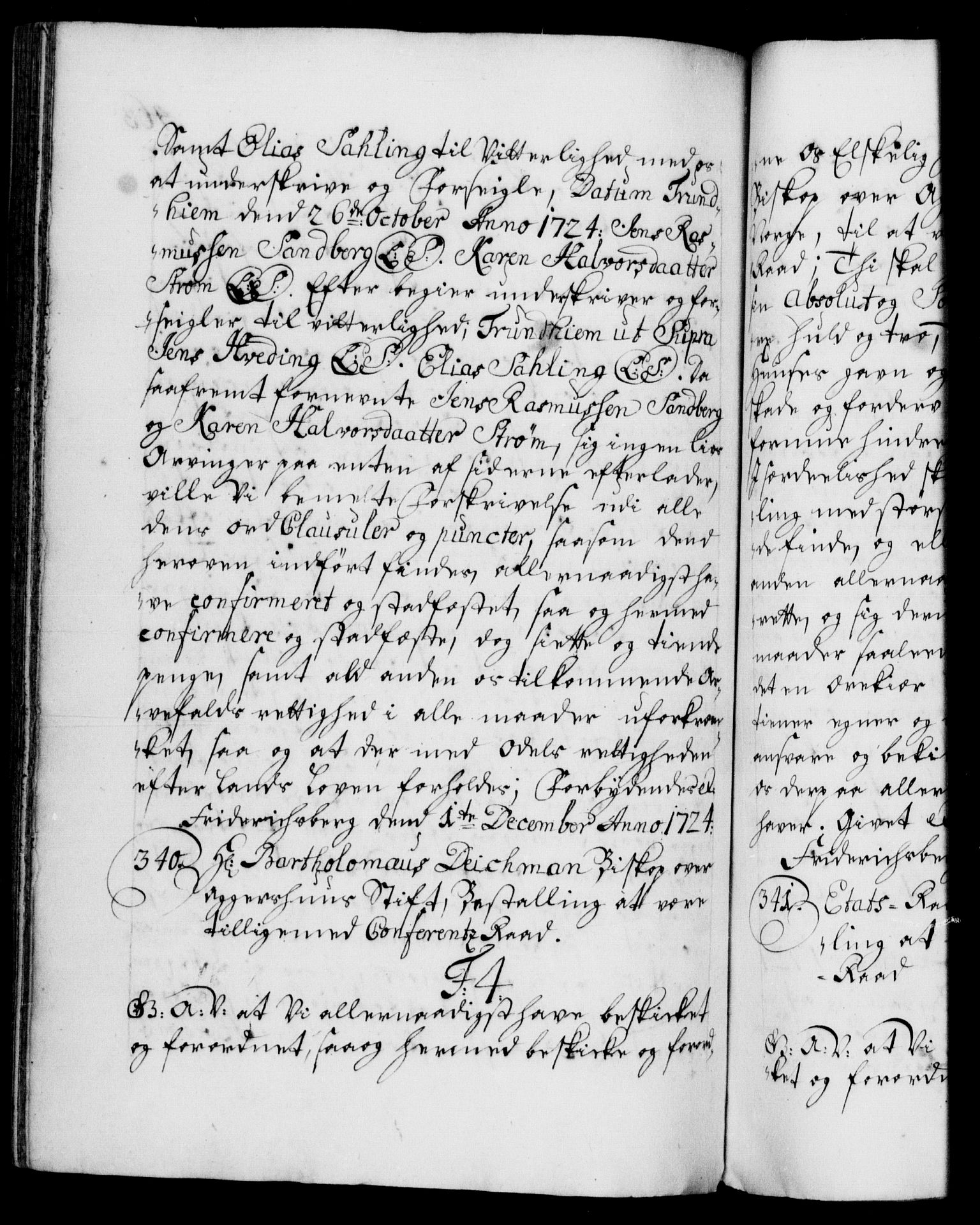 Danske Kanselli 1572-1799, AV/RA-EA-3023/F/Fc/Fca/Fcaa/L0024: Norske registre, 1723-1725, p. 463b