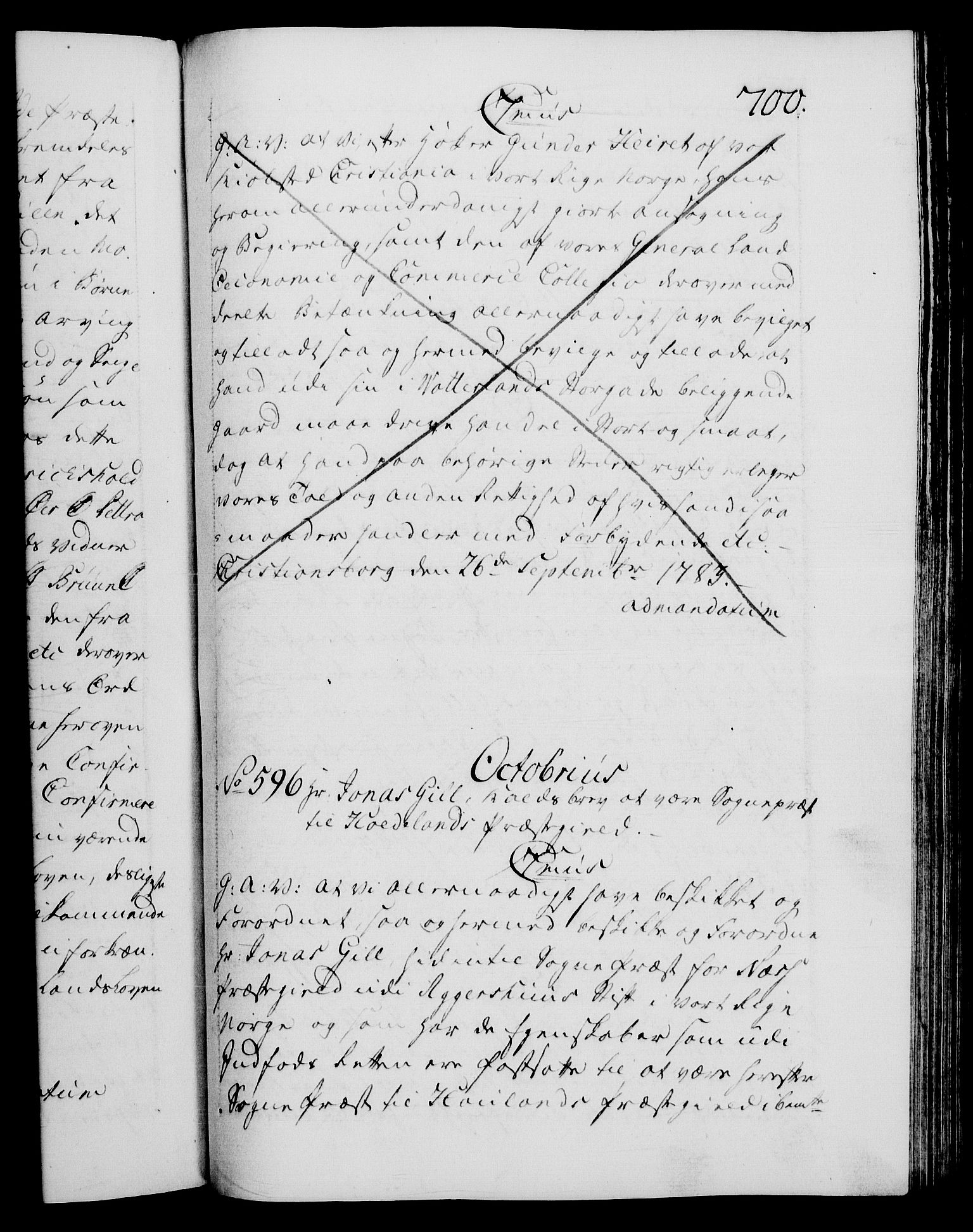 Danske Kanselli 1572-1799, RA/EA-3023/F/Fc/Fca/Fcaa/L0049: Norske registre, 1782-1783, p. 700a