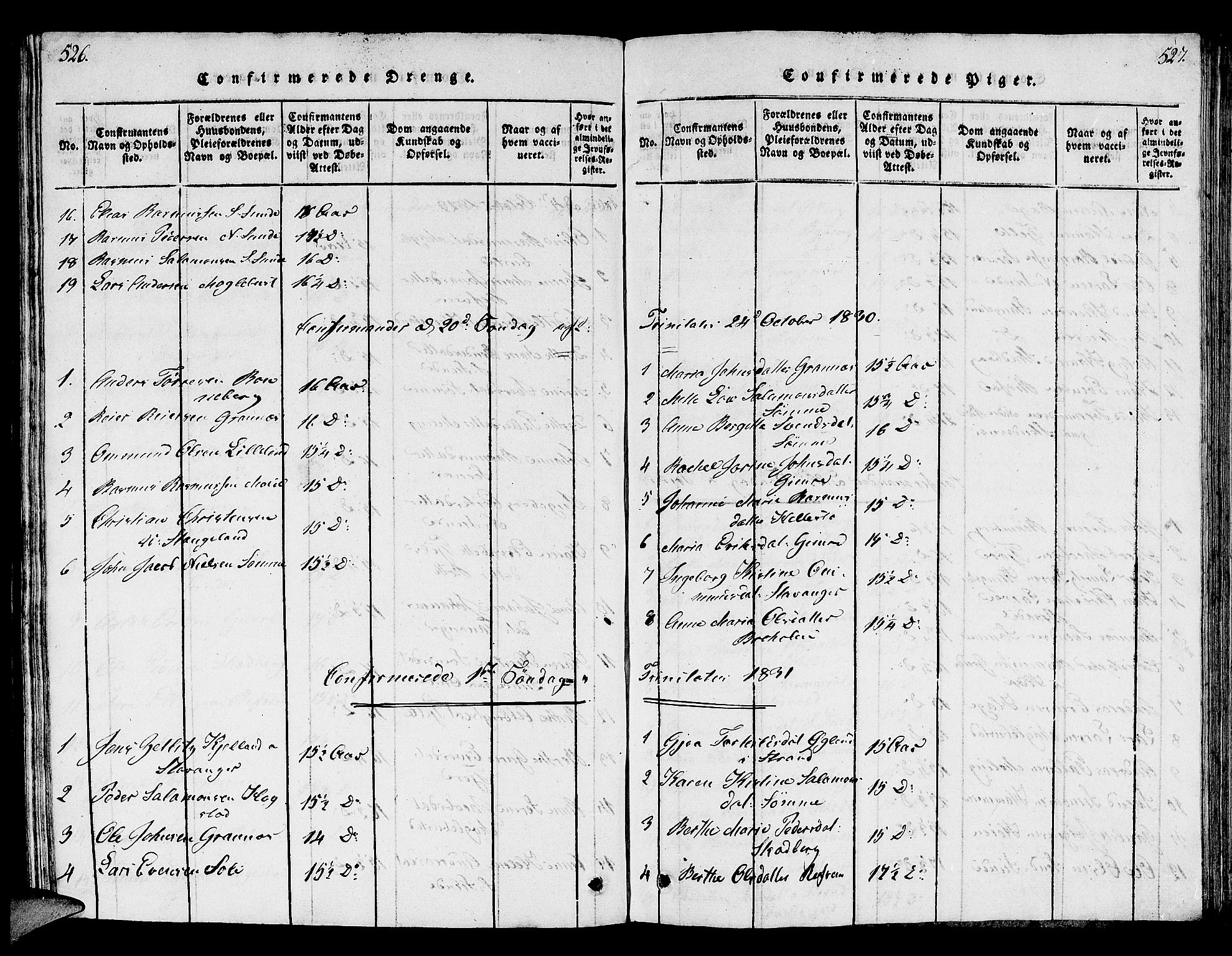 Håland sokneprestkontor, SAST/A-101802/001/30BB/L0001: Parish register (copy) no. B 1, 1815-1845, p. 526-527