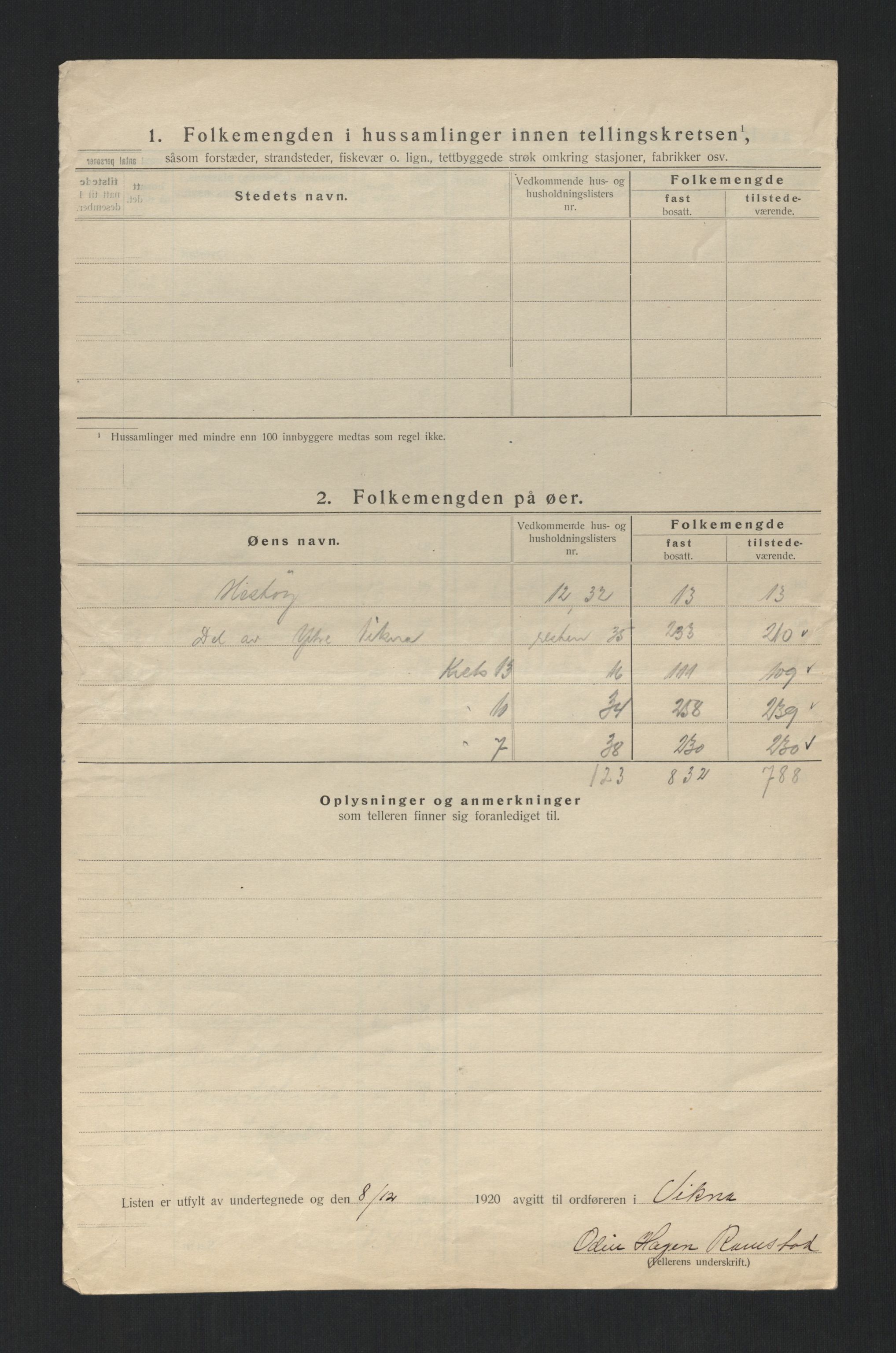 SAT, 1920 census for Vikna, 1920, p. 41