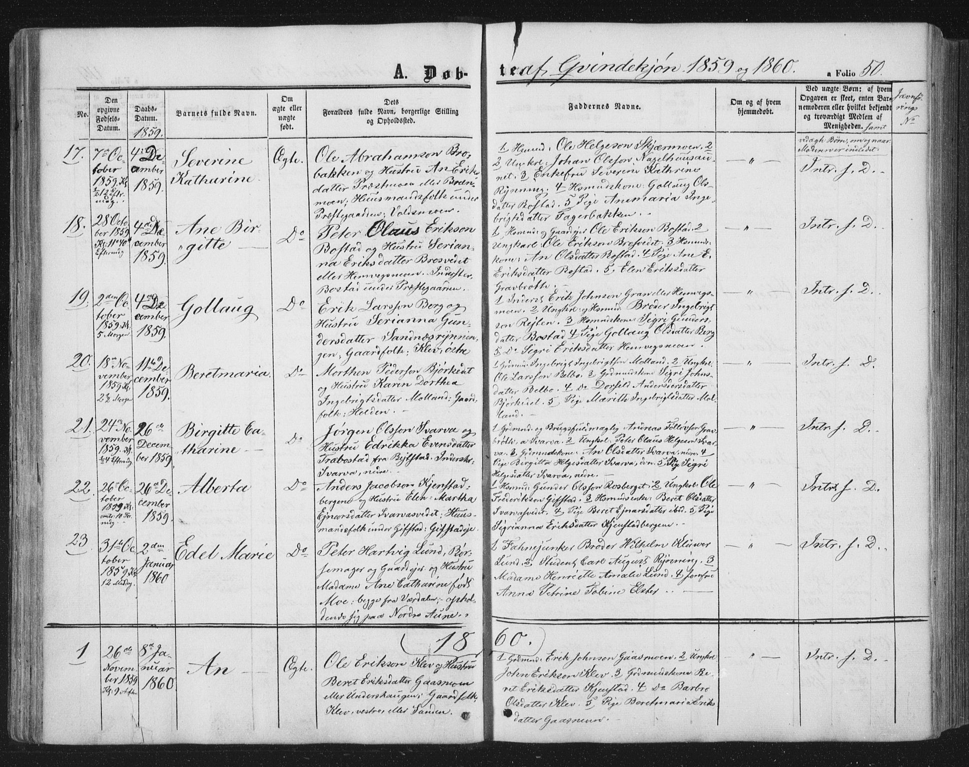 Ministerialprotokoller, klokkerbøker og fødselsregistre - Nord-Trøndelag, SAT/A-1458/749/L0472: Parish register (official) no. 749A06, 1857-1873, p. 50