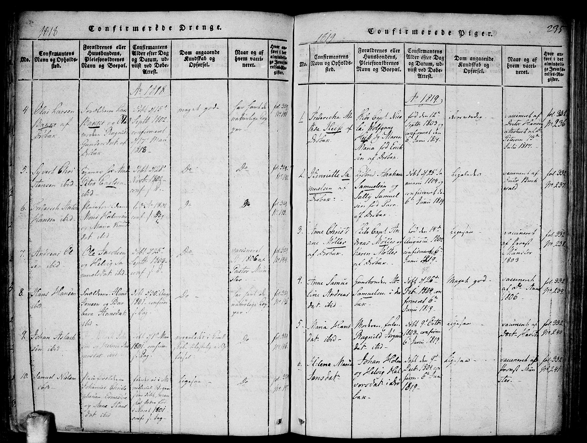 Drøbak prestekontor Kirkebøker, SAO/A-10142a/F/Fa/L0001: Parish register (official) no. I 1, 1816-1842, p. 235