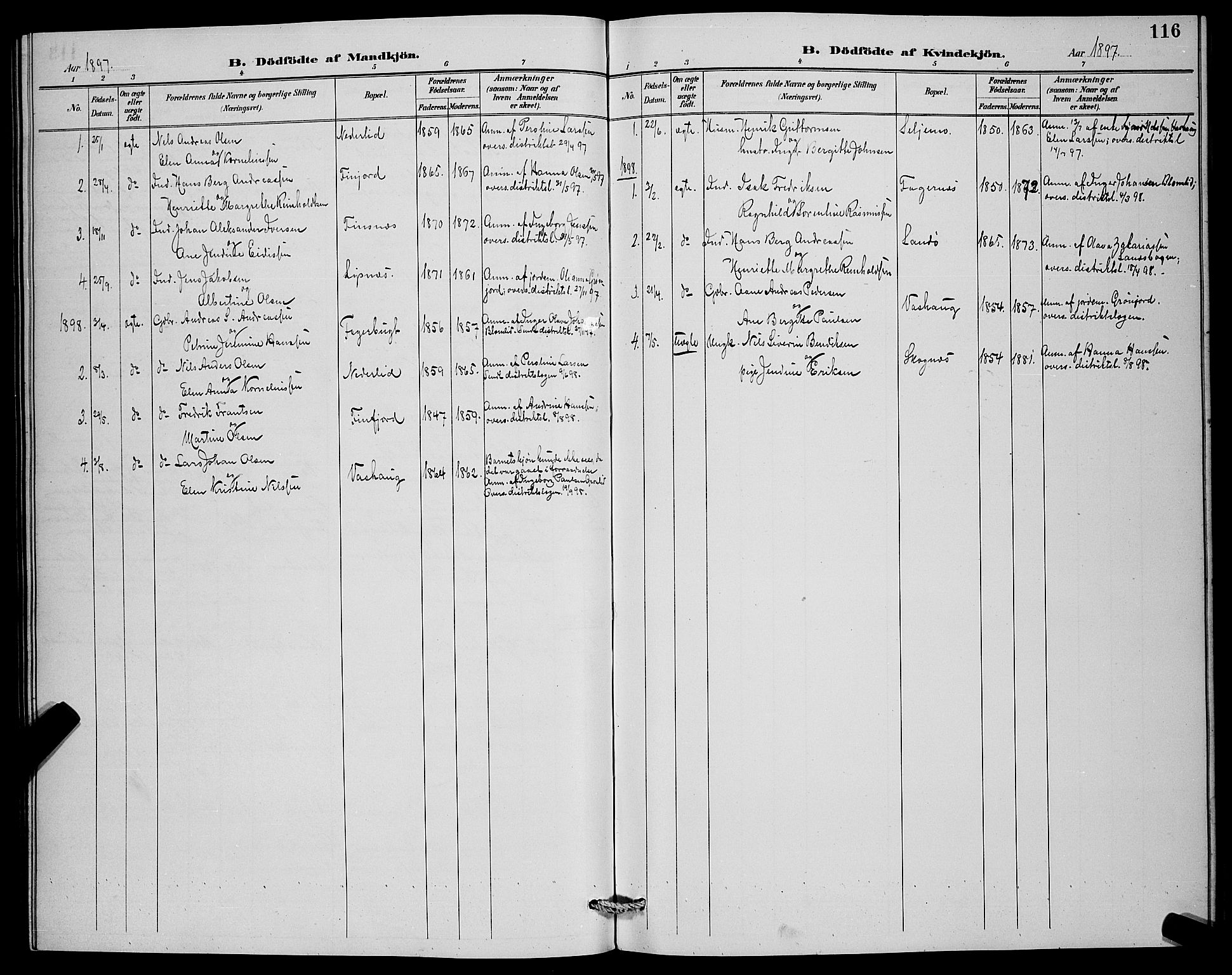 Lenvik sokneprestembete, SATØ/S-1310/H/Ha/Hab/L0007klokker: Parish register (copy) no. 7, 1890-1898, p. 116