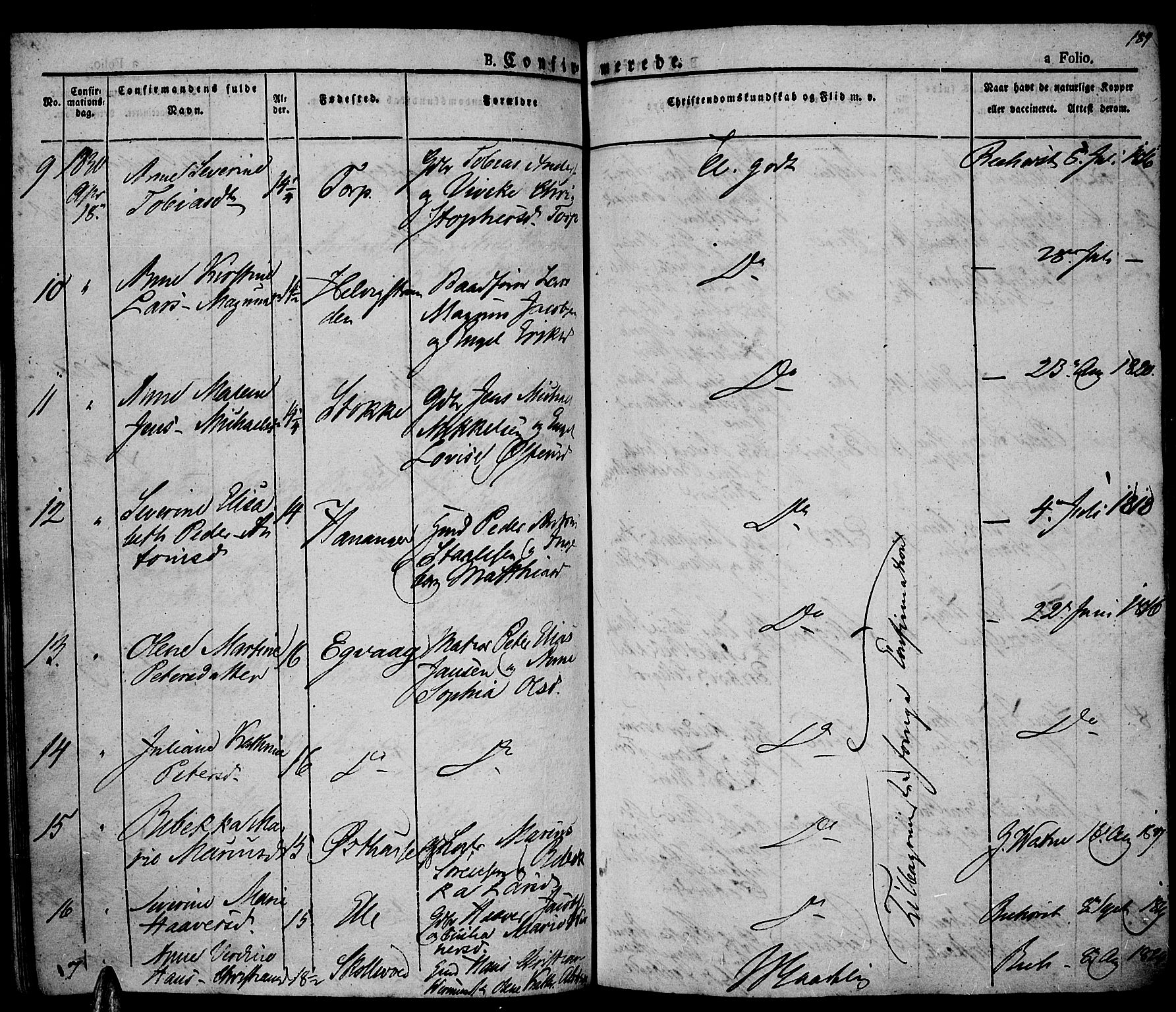 Lista sokneprestkontor, SAK/1111-0027/F/Fa/L0008: Parish register (official) no. A 8, 1823-1835, p. 189