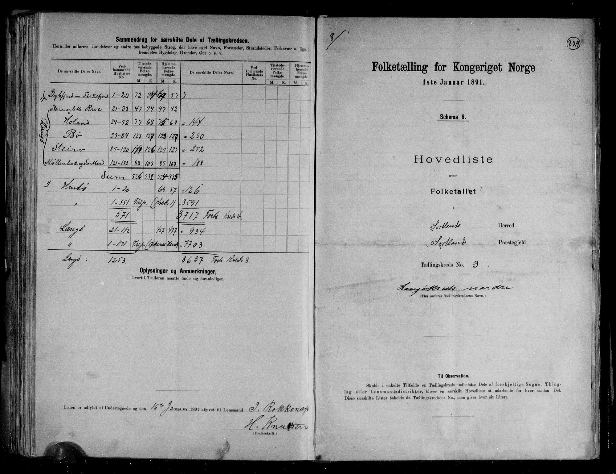 RA, 1891 census for 1870 Sortland, 1891, p. 12