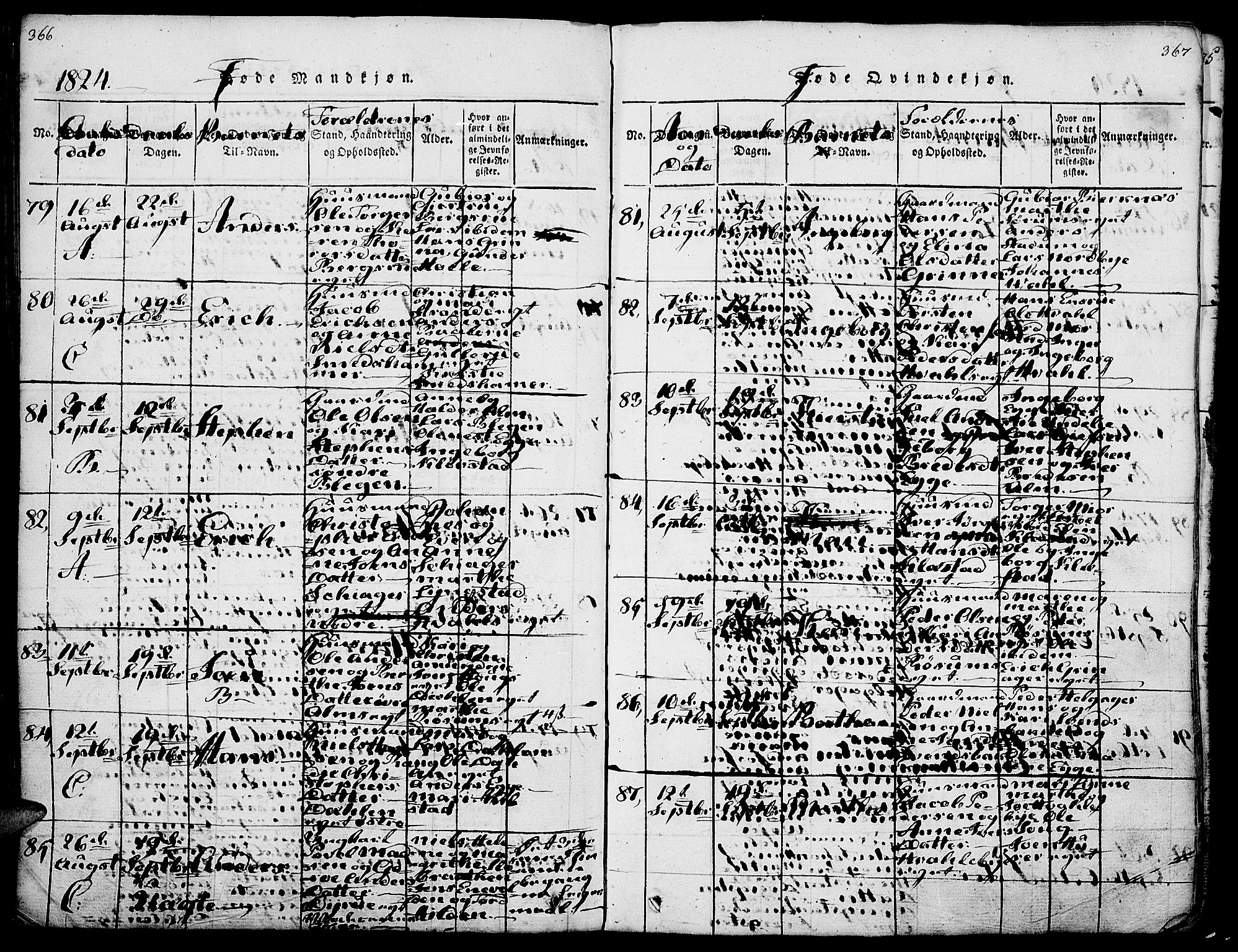 Gran prestekontor, AV/SAH-PREST-112/H/Ha/Haa/L0009: Parish register (official) no. 9, 1815-1824, p. 366-367