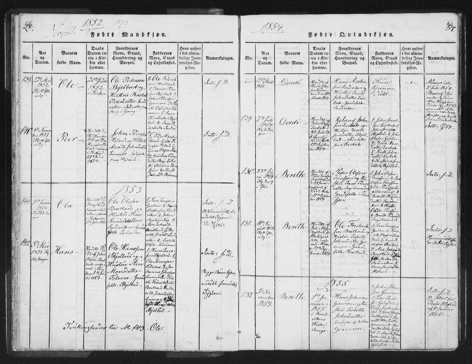 Ministerialprotokoller, klokkerbøker og fødselsregistre - Nord-Trøndelag, SAT/A-1458/755/L0491: Parish register (official) no. 755A01 /1, 1817-1864, p. 56-57