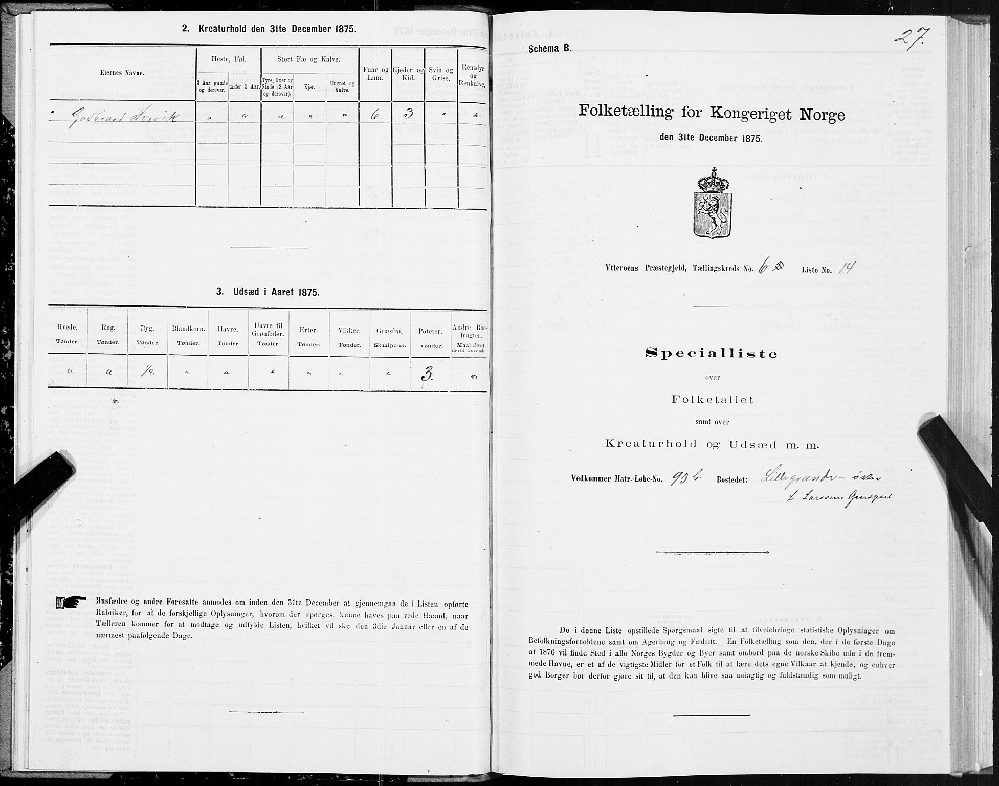 SAT, 1875 census for 1722P Ytterøy, 1875, p. 3027