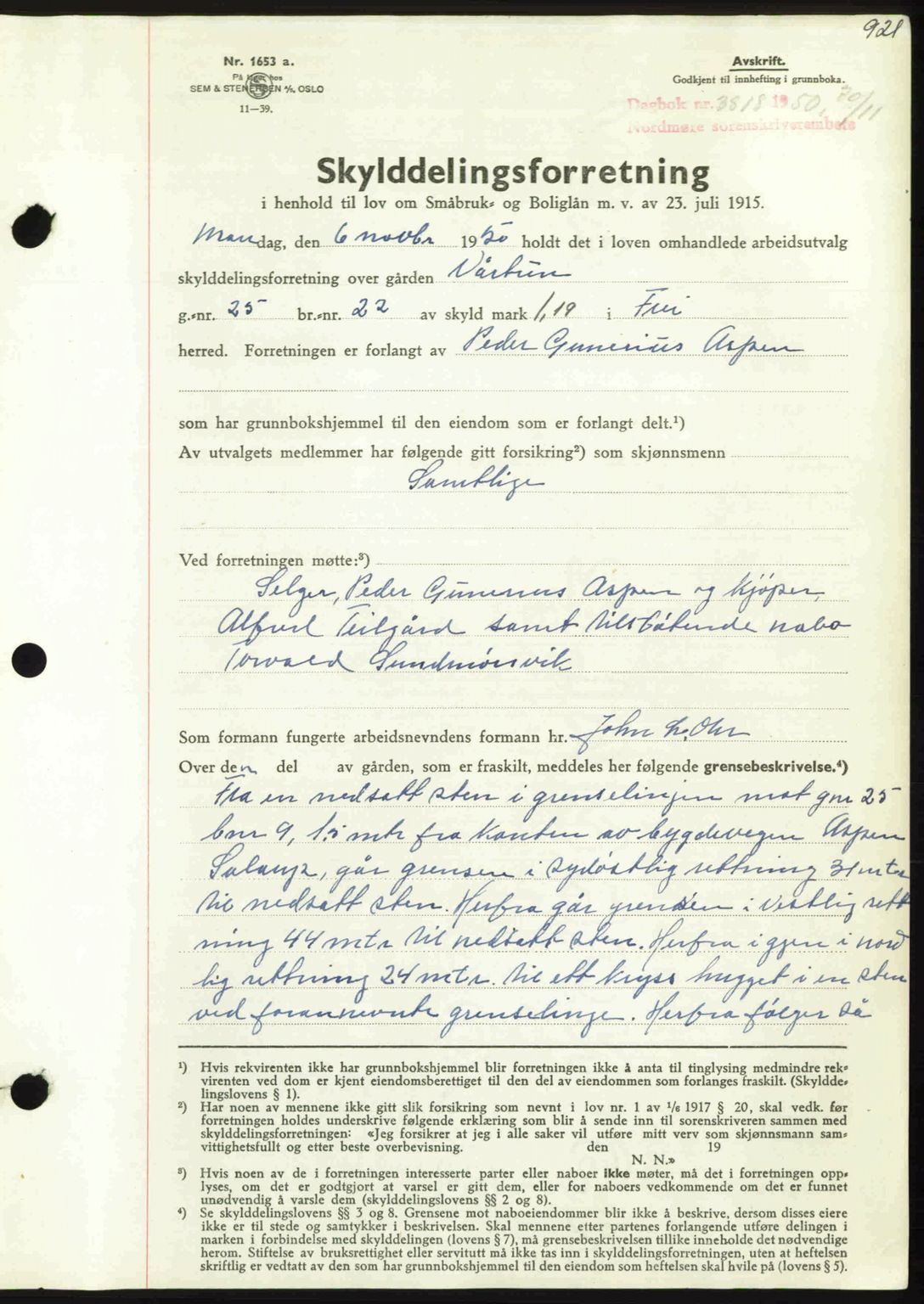 Nordmøre sorenskriveri, AV/SAT-A-4132/1/2/2Ca: Mortgage book no. A116, 1950-1950, Diary no: : 3818/1950