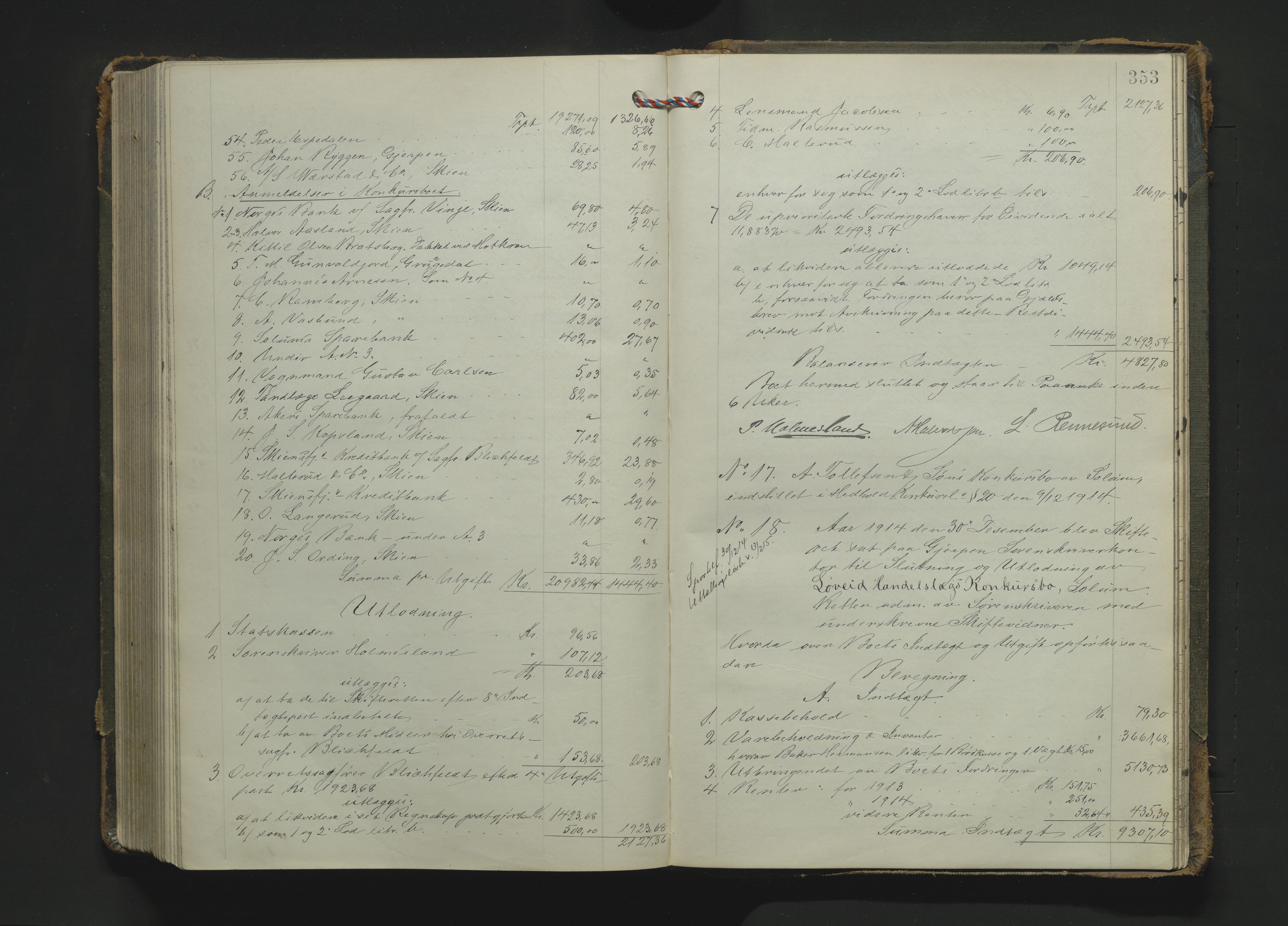 Gjerpen sorenskriveri, SAKO/A-216/H/Hb/Hbc/Hbca/L0004: Skifteutlodningsprotokoll, Sorenskriveriet, 1904-1916, p. 352b-353a