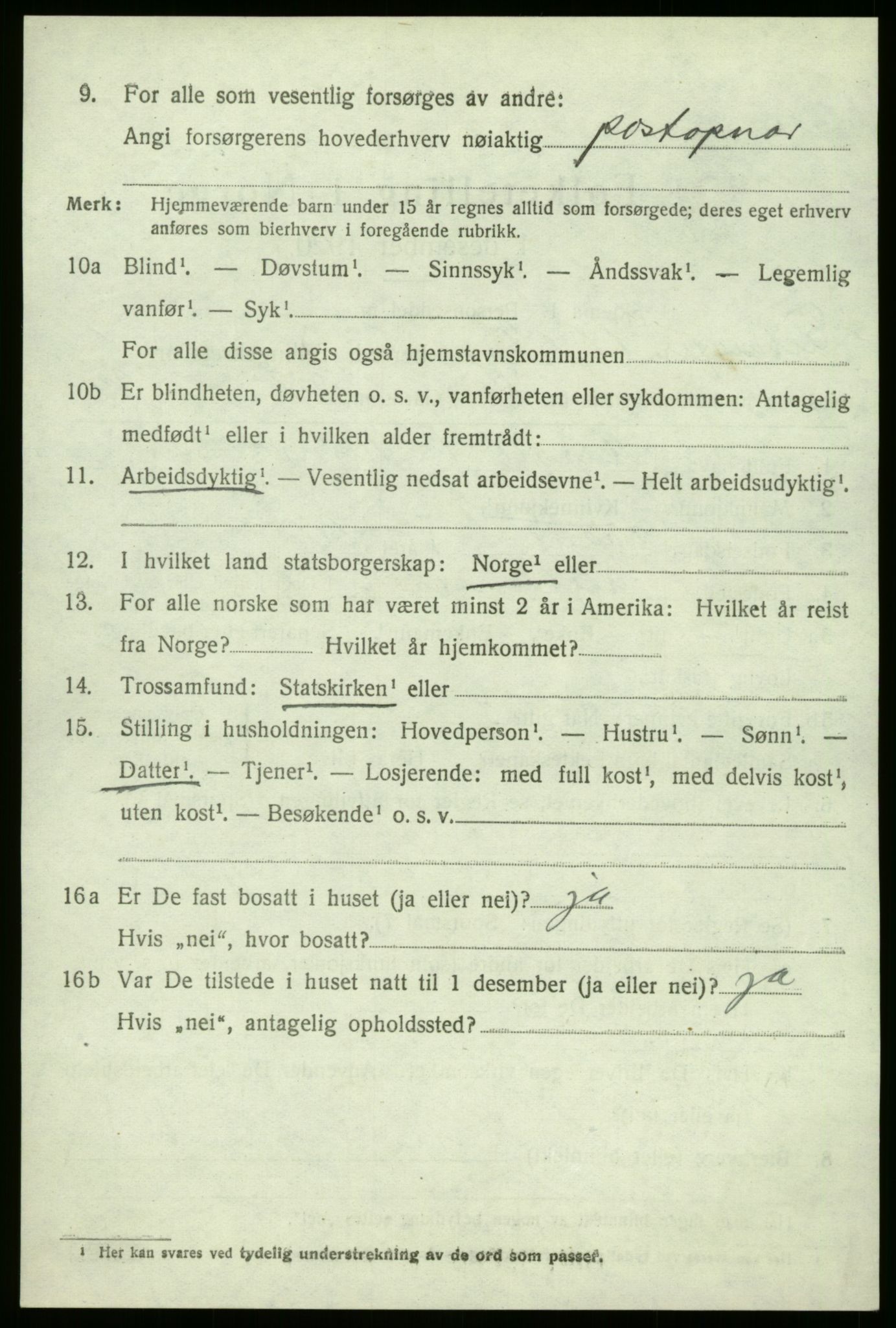 SAB, 1920 census for Leikanger, 1920, p. 2927