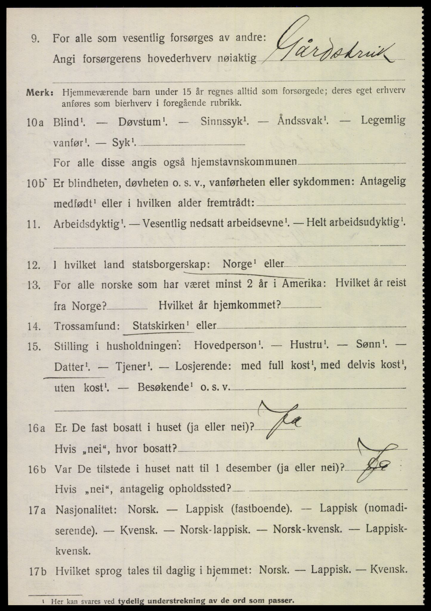 SAT, 1920 census for Sørfold, 1920, p. 3180