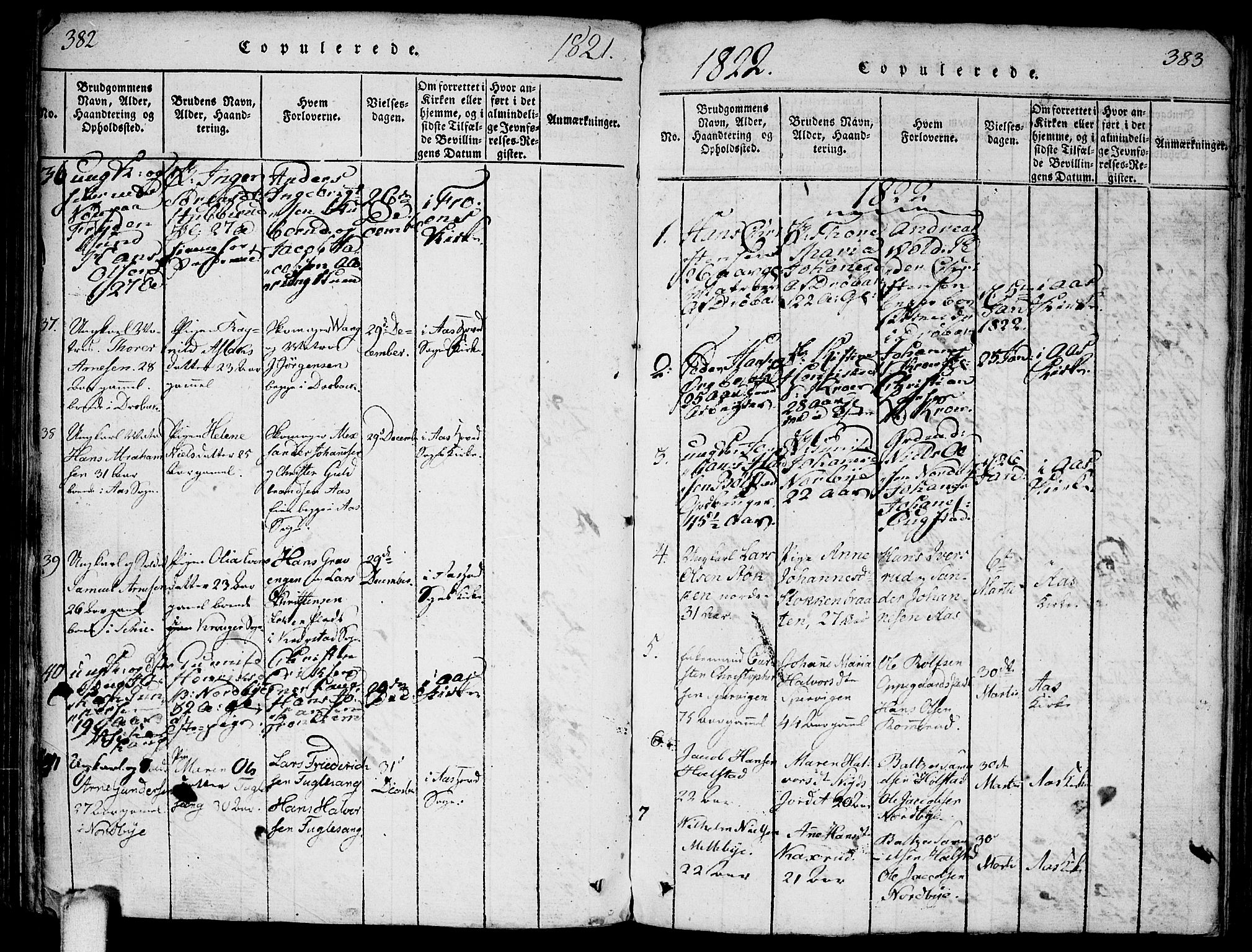 Ås prestekontor Kirkebøker, AV/SAO-A-10894/F/Fa/L0004: Parish register (official) no. I 4, 1818-1826, p. 382-383