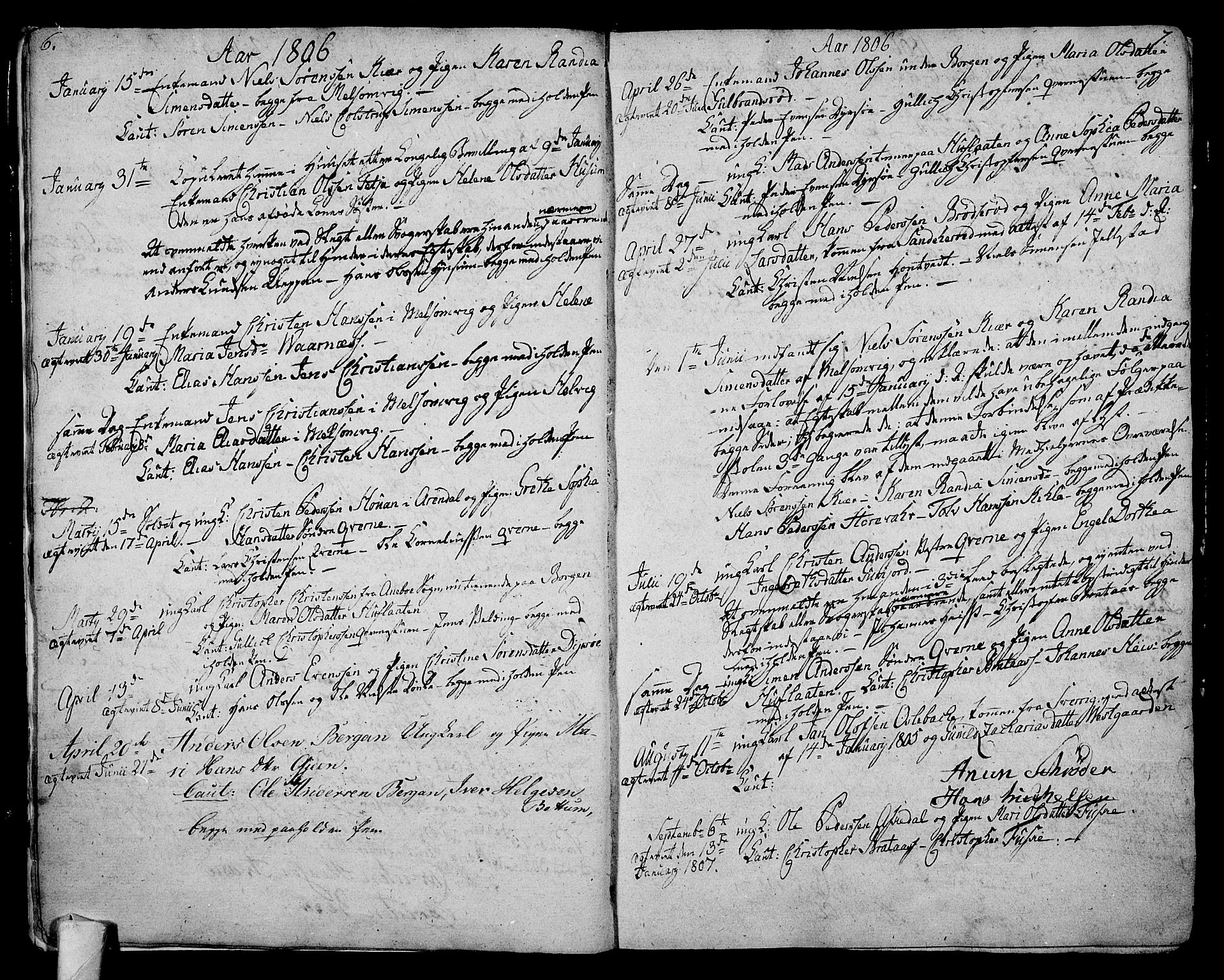 Stokke kirkebøker, SAKO/A-320/F/Fa/L0004: Parish register (official) no. I 4, 1804-1815, p. 6-7