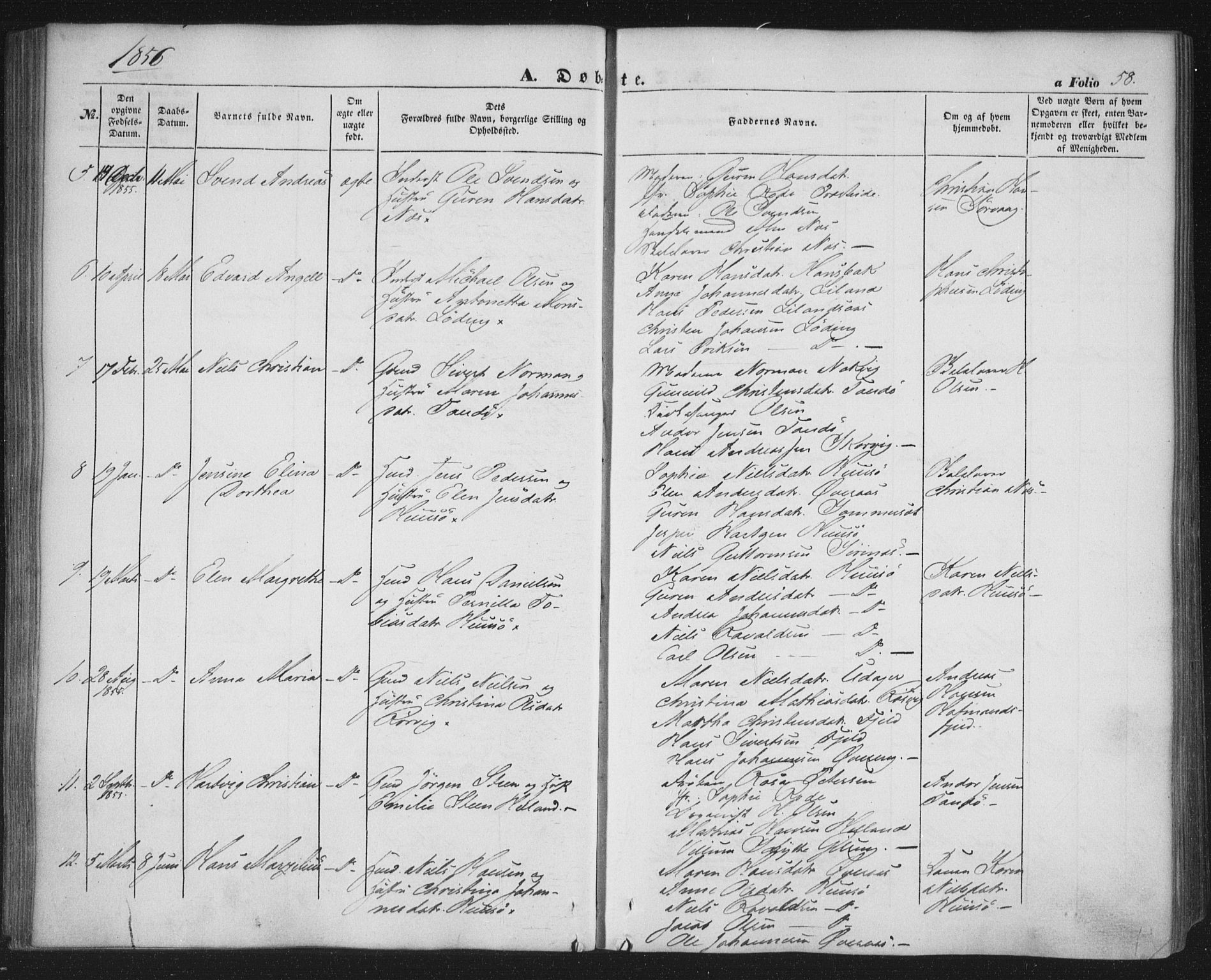 Ministerialprotokoller, klokkerbøker og fødselsregistre - Nordland, SAT/A-1459/859/L0844: Parish register (official) no. 859A04, 1849-1862, p. 58