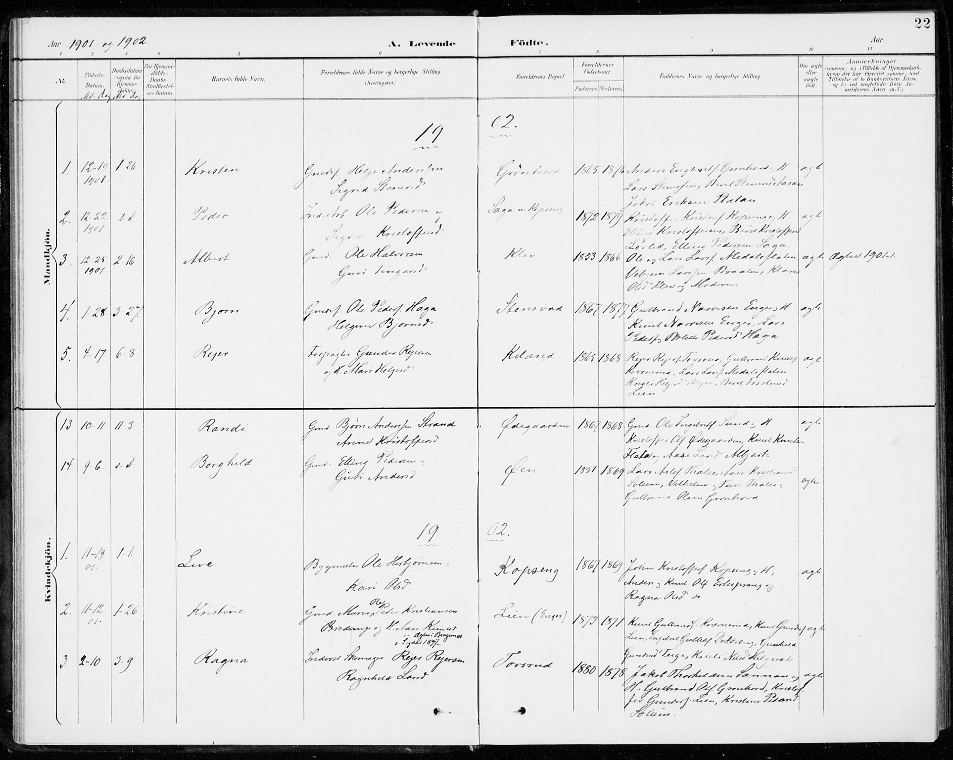 Sigdal kirkebøker, SAKO/A-245/F/Fc/L0002: Parish register (official) no. III 2, 1894-1911, p. 22