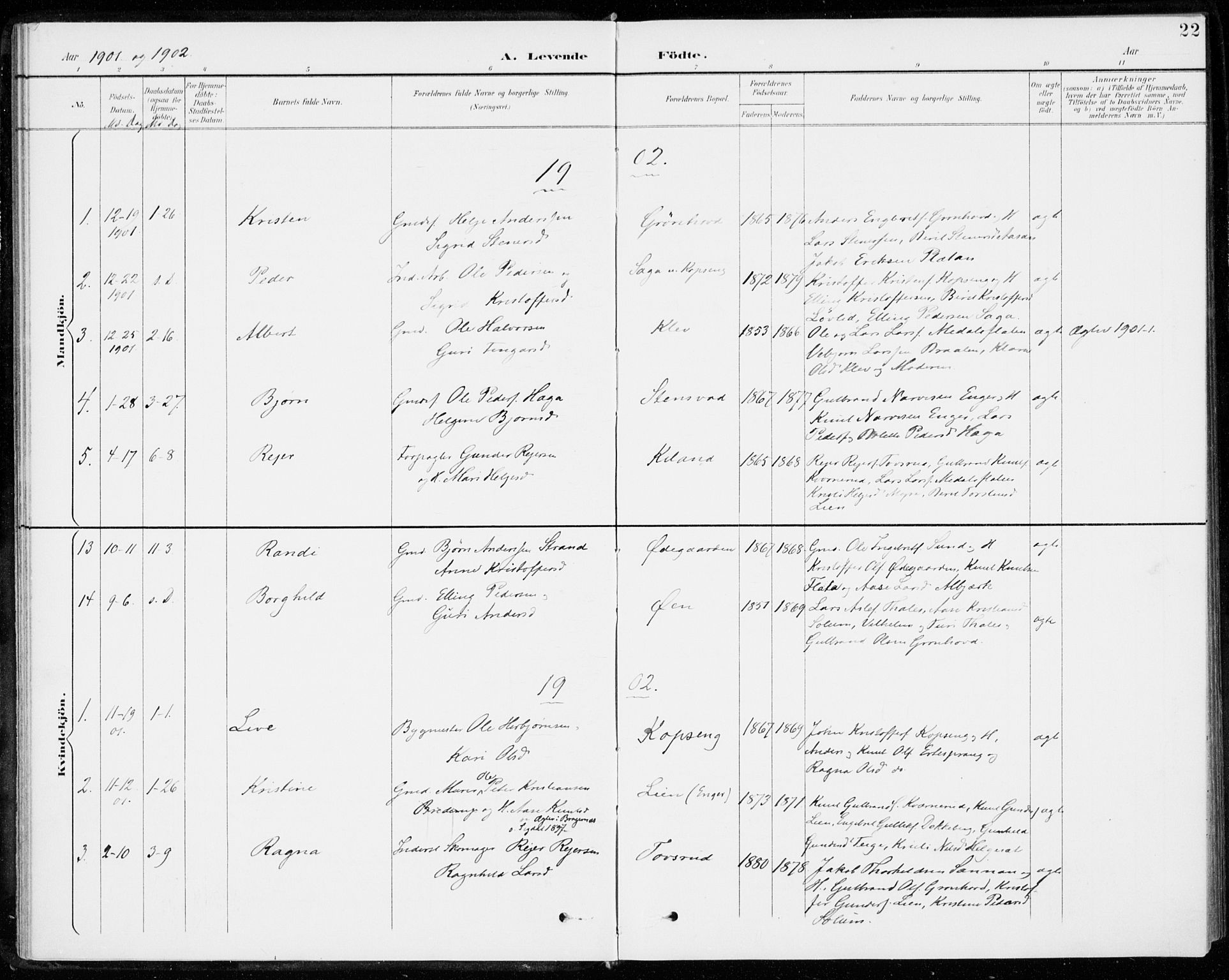 Sigdal kirkebøker, AV/SAKO-A-245/F/Fc/L0002: Parish register (official) no. III 2, 1894-1911, p. 22