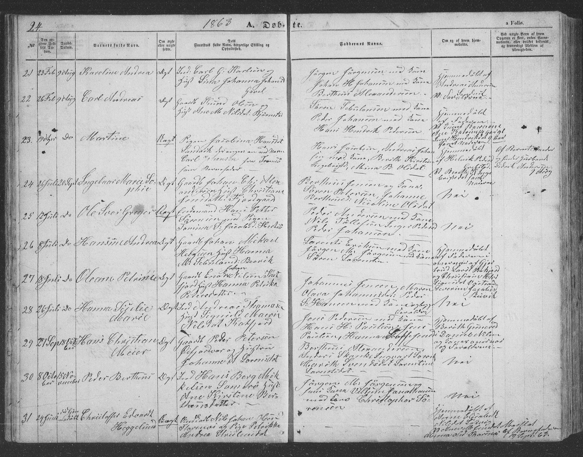 Lenvik sokneprestembete, SATØ/S-1310/H/Ha/Hab/L0020klokker: Parish register (copy) no. 20, 1855-1883, p. 24
