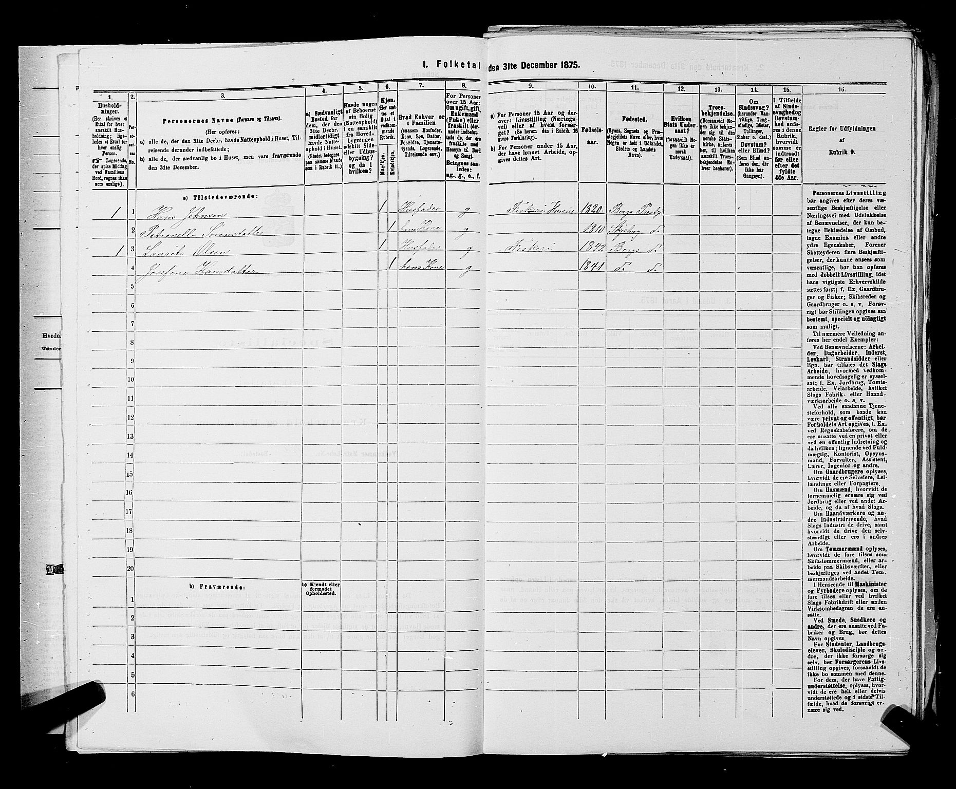 RA, 1875 census for 0116P Berg, 1875, p. 285