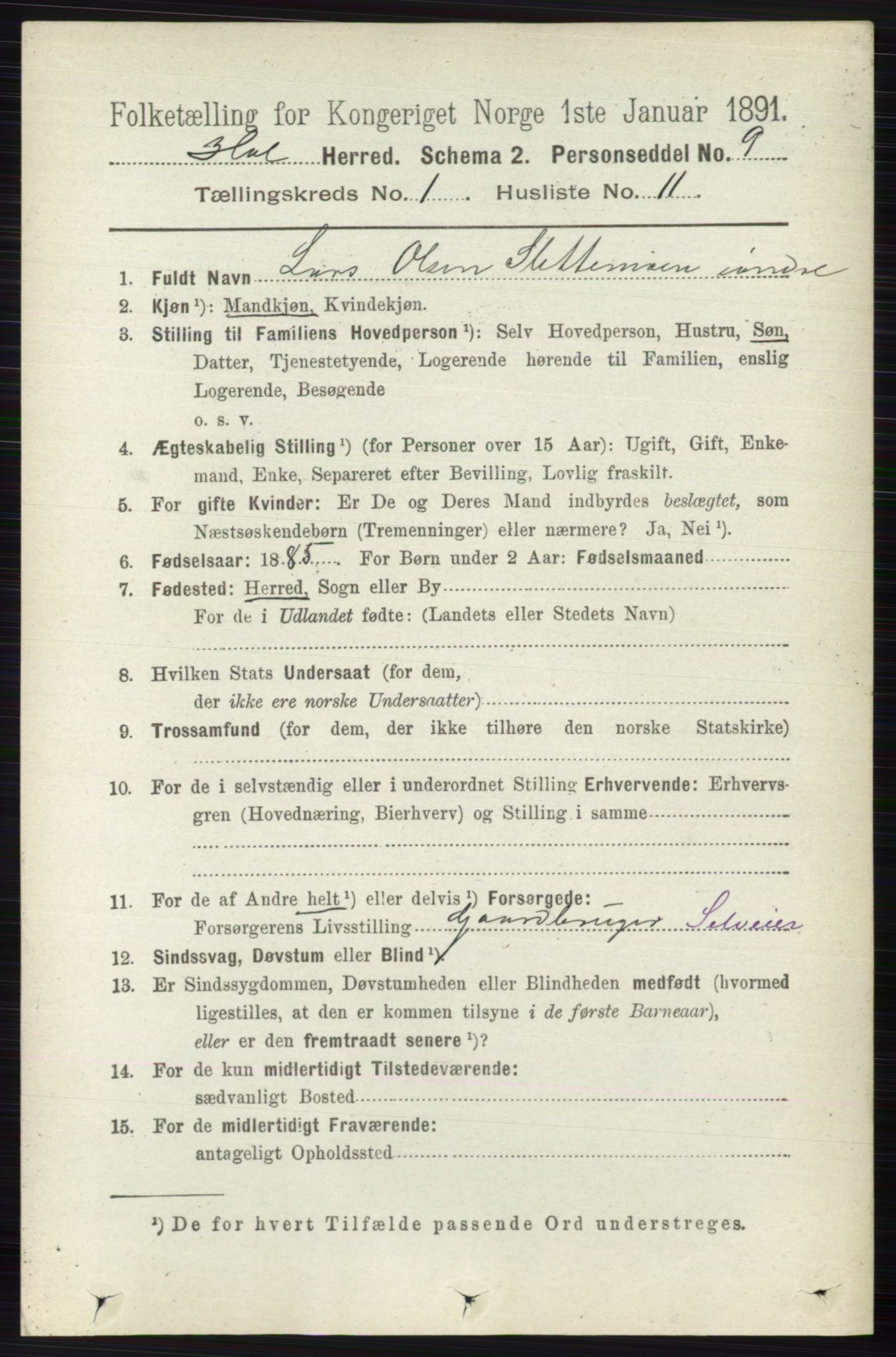 RA, 1891 census for 0620 Hol, 1891, p. 123