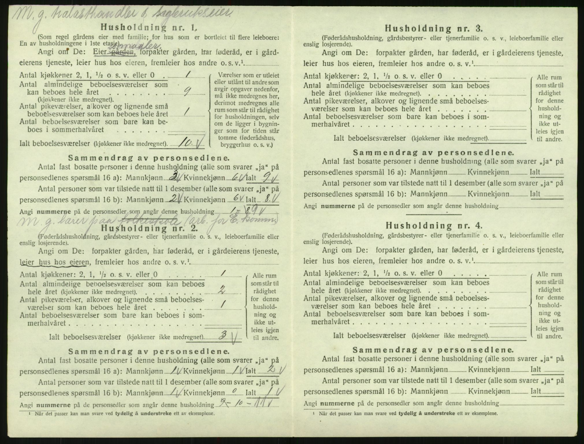 SAK, 1920 census for Evje, 1920, p. 419