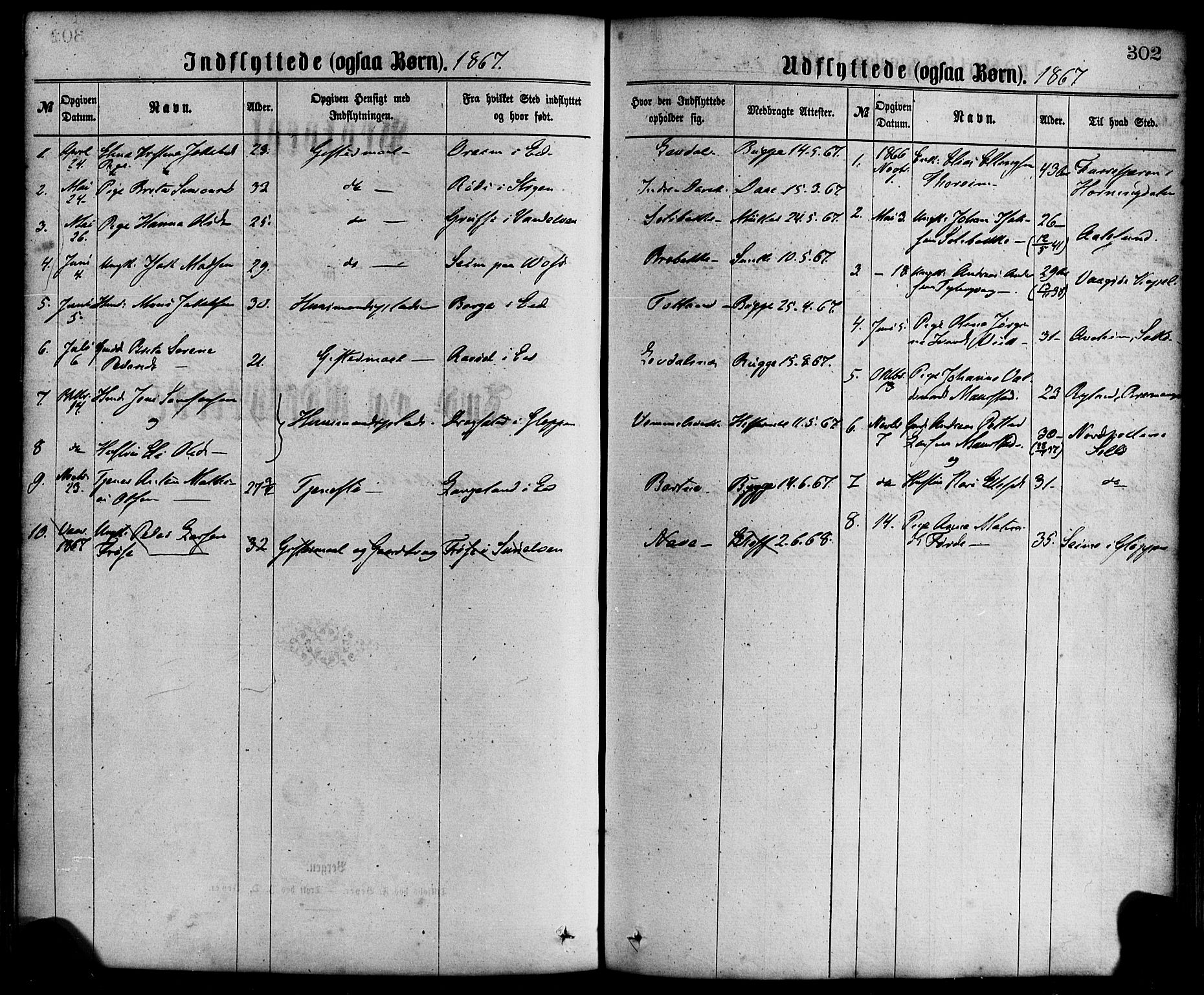 Davik sokneprestembete, AV/SAB-A-79701/H/Haa/Haaa/L0006: Parish register (official) no. A 6, 1867-1881, p. 302