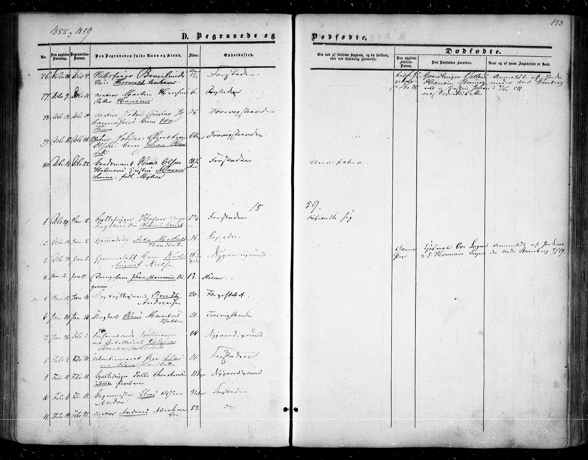 Glemmen prestekontor Kirkebøker, SAO/A-10908/F/Fa/L0007: Parish register (official) no. 7, 1853-1862, p. 158