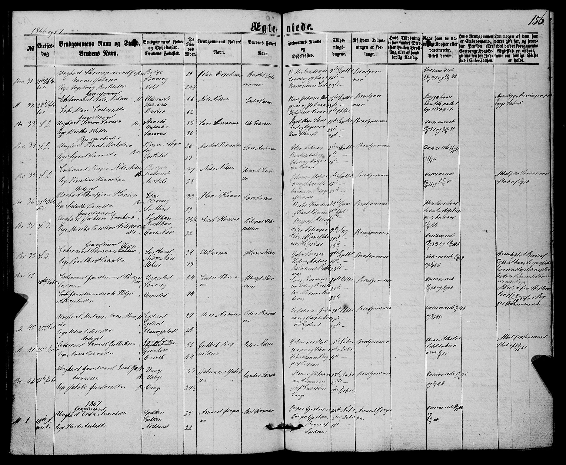 Finnås sokneprestembete, SAB/A-99925/H/Ha/Haa/Haaa/L0008: Parish register (official) no. A 8, 1863-1872, p. 156