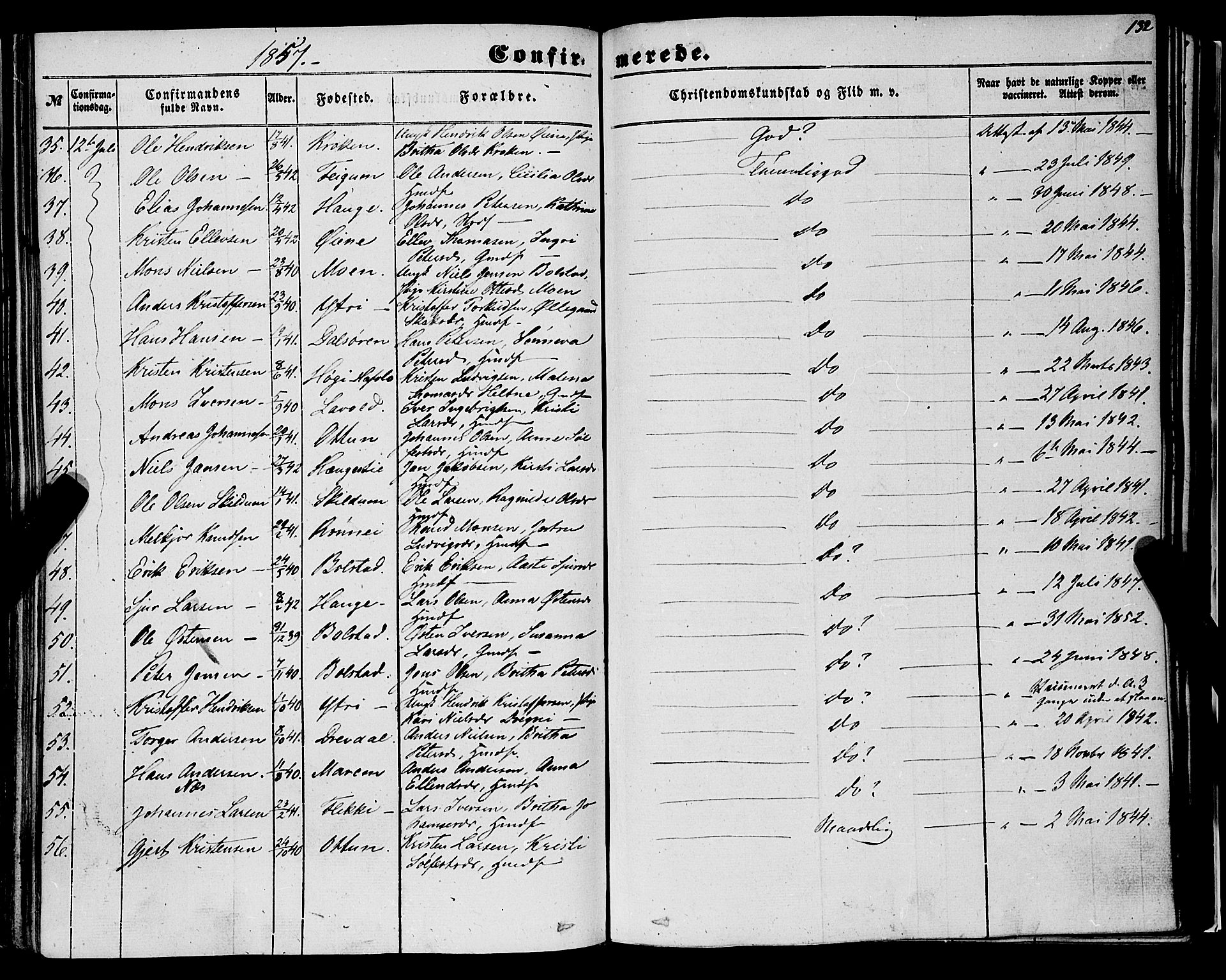 Luster sokneprestembete, AV/SAB-A-81101/H/Haa/Haaa/L0007: Parish register (official) no. A 7, 1849-1859, p. 132