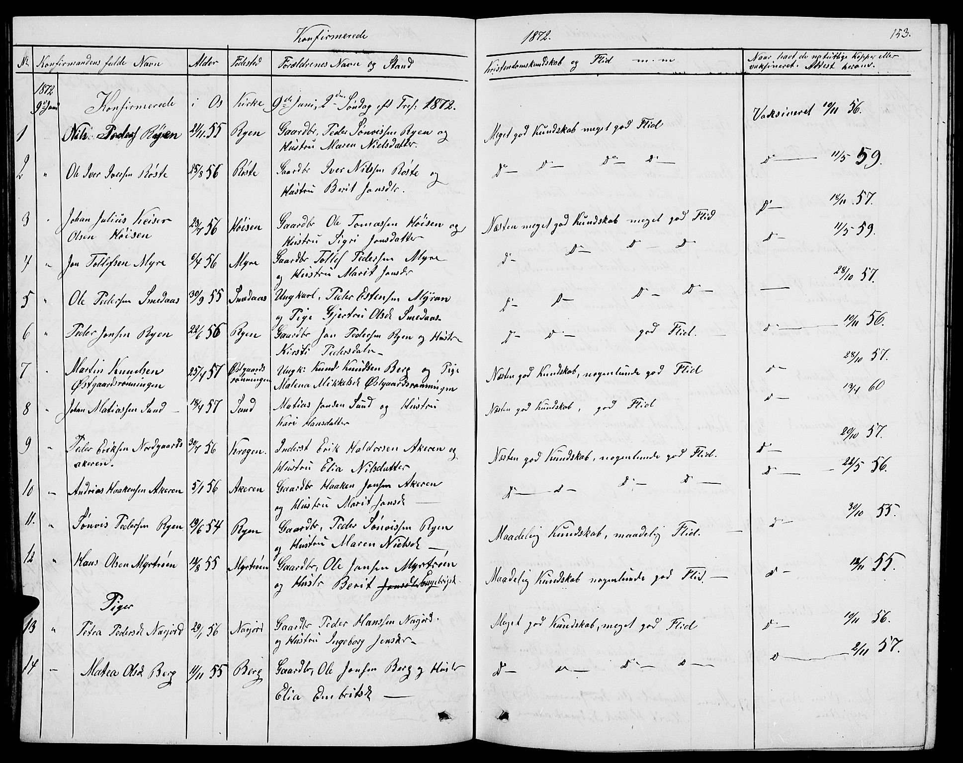 Tolga prestekontor, SAH/PREST-062/L/L0004: Parish register (copy) no. 4, 1845-1887, p. 153