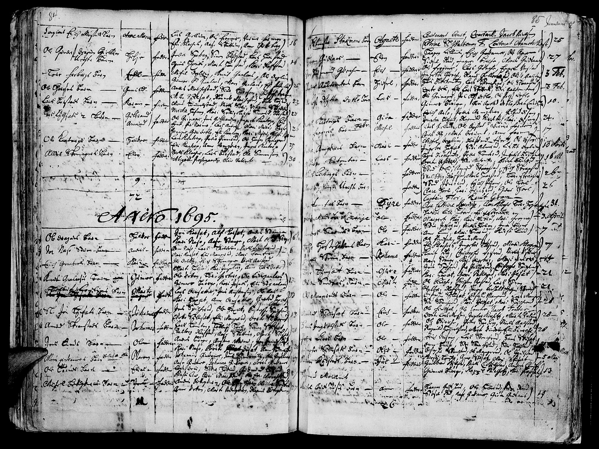 Vang prestekontor, Hedmark, SAH/PREST-008/H/Ha/Haa/L0001: Parish register (official) no. 1, 1683-1713, p. 84-85