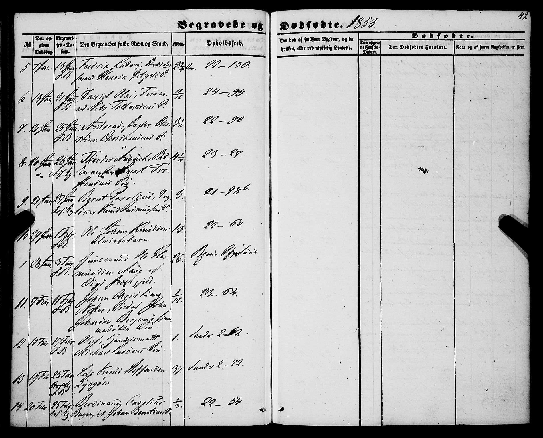 Korskirken sokneprestembete, AV/SAB-A-76101/H/Haa: Parish register (official) no. E 2, 1848-1862, p. 42