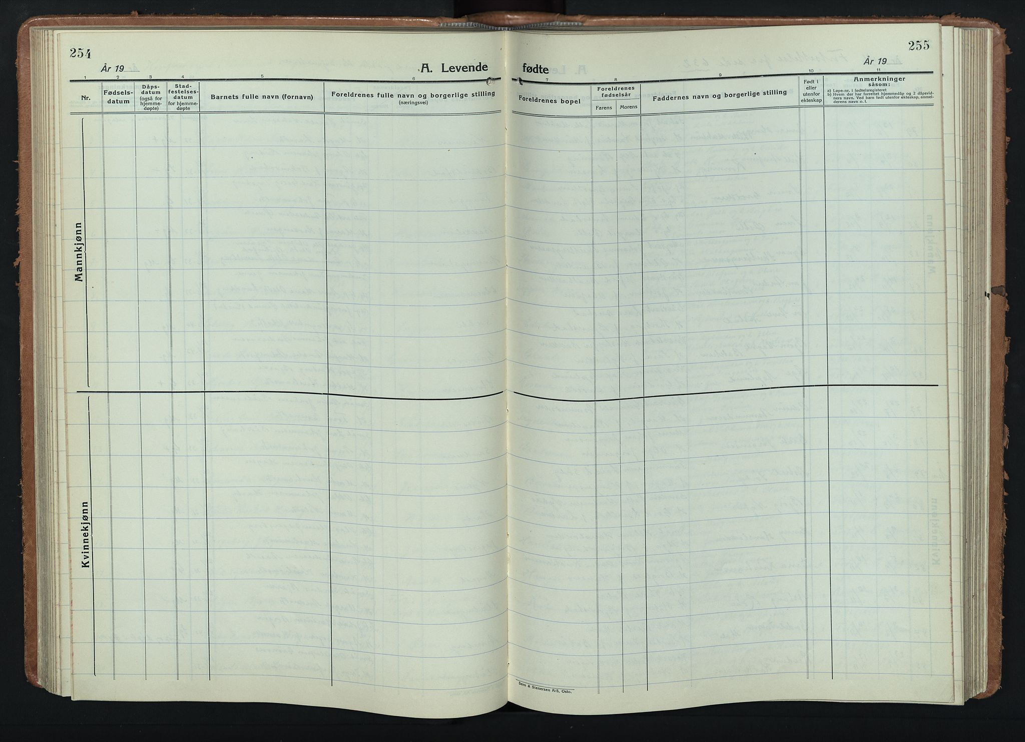 Ringsaker prestekontor, AV/SAH-PREST-014/L/La/L0020: Parish register (copy) no. 20, 1934-1946, p. 254-255