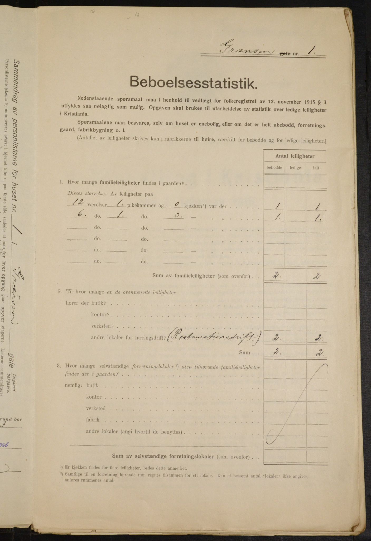 OBA, Municipal Census 1916 for Kristiania, 1916, p. 30265