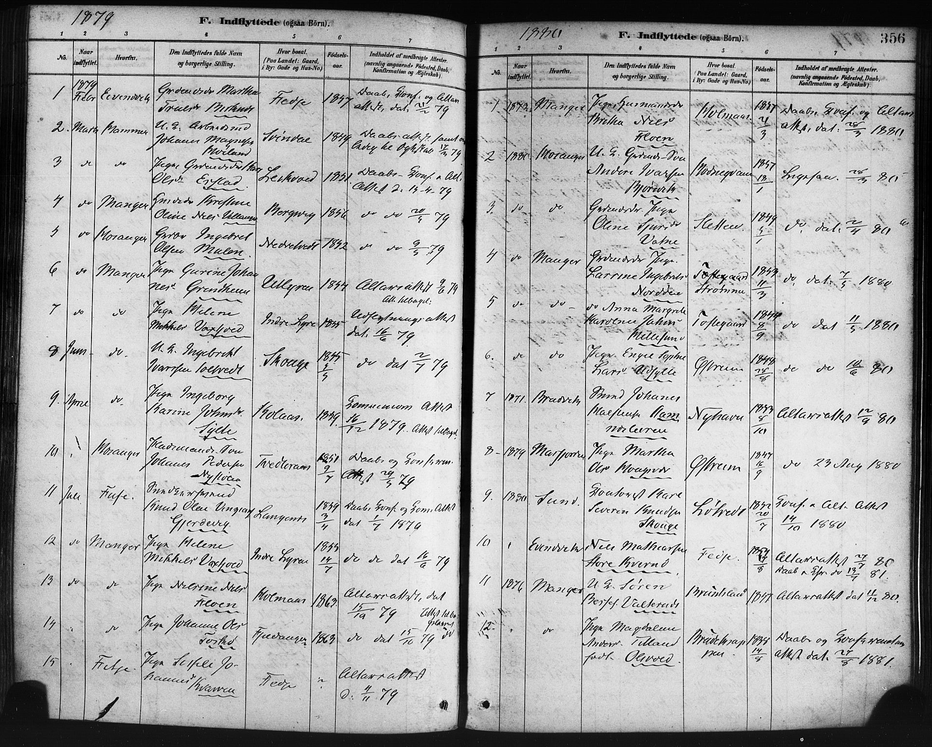 Lindås Sokneprestembete, SAB/A-76701/H/Haa: Parish register (official) no. A 19, 1878-1912, p. 356