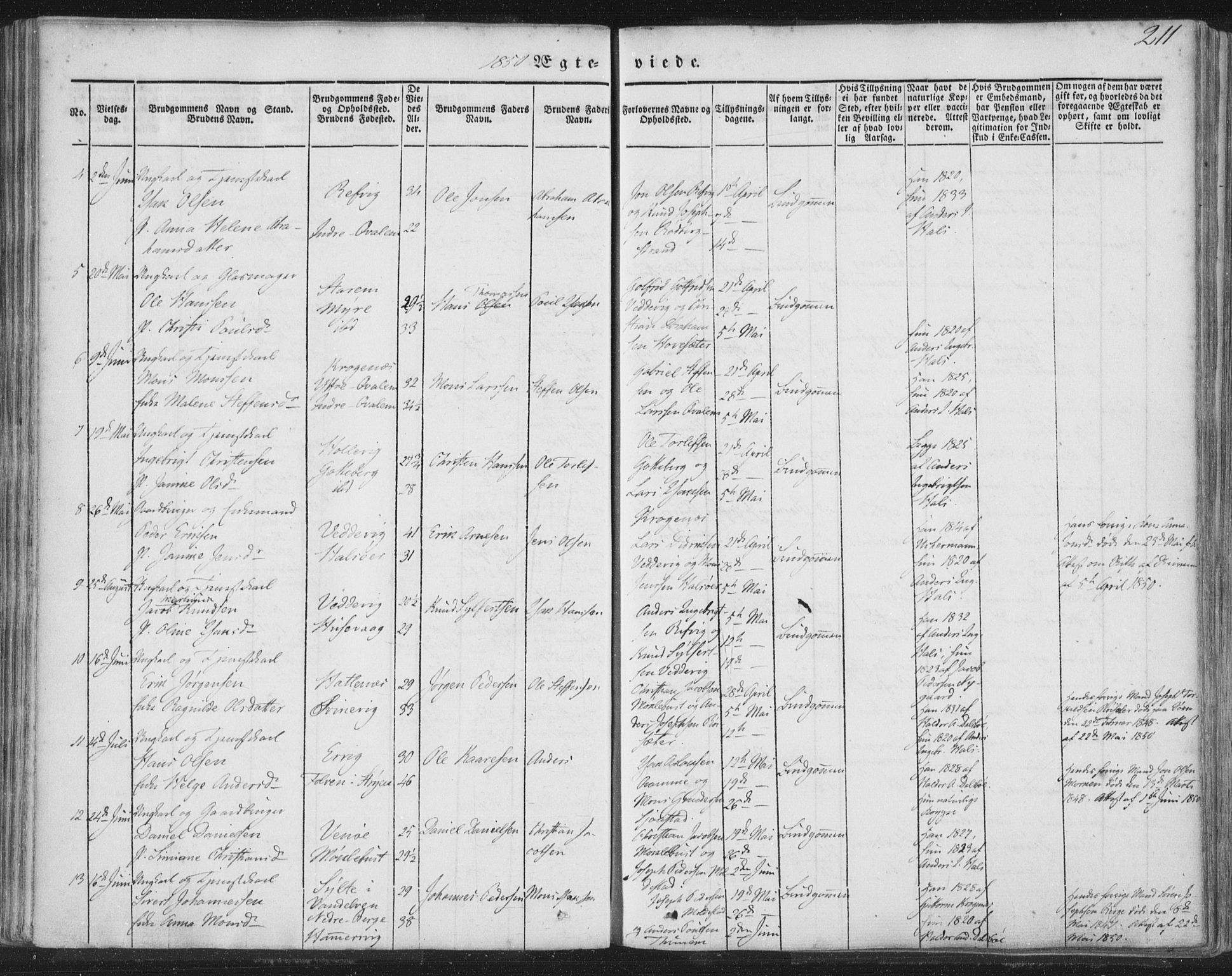 Selje sokneprestembete, AV/SAB-A-99938/H/Ha/Haa/Haaa: Parish register (official) no. A 10, 1844-1858, p. 211